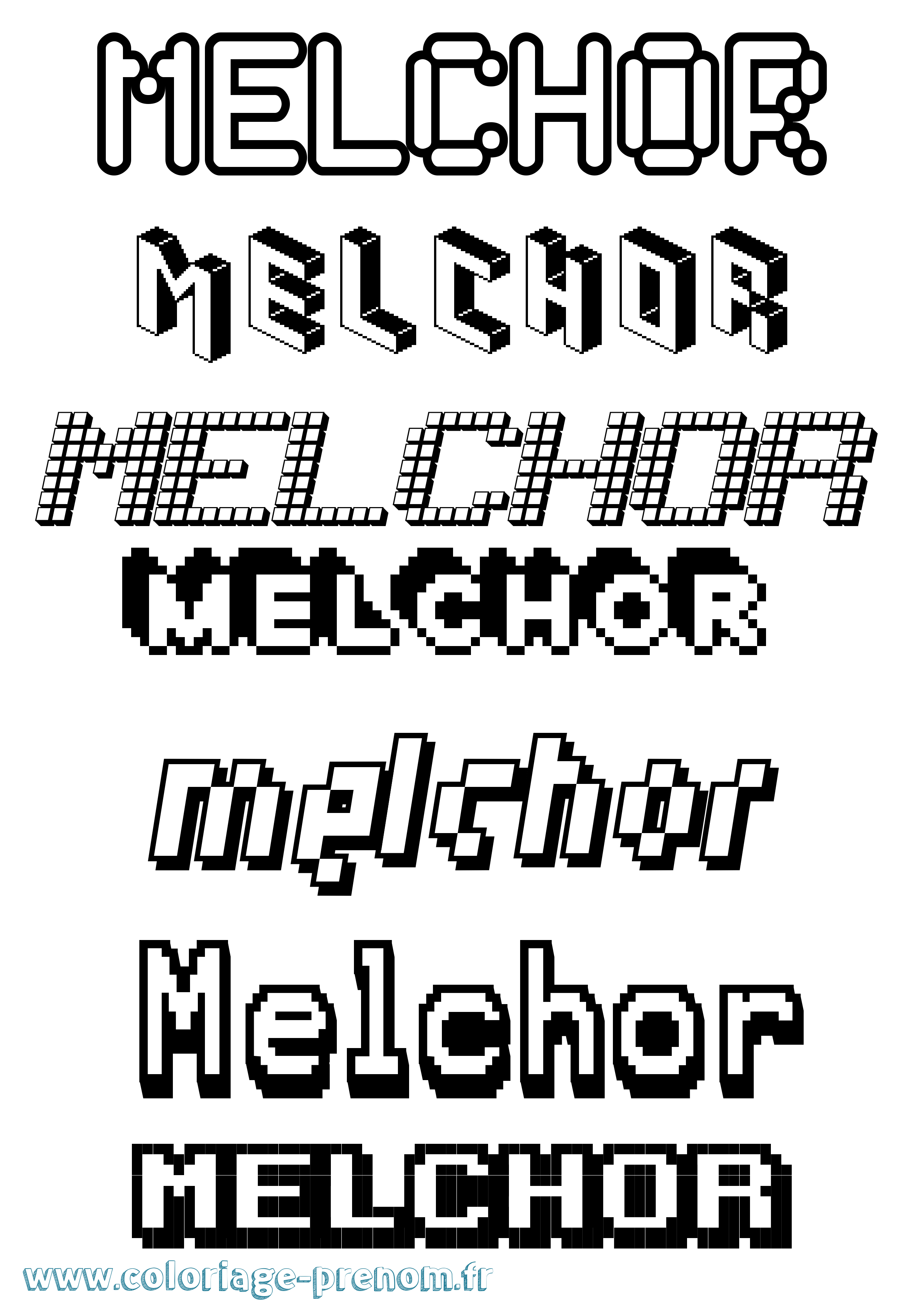 Coloriage Melchor Pixel Coloriage prénom Melchor Pixel