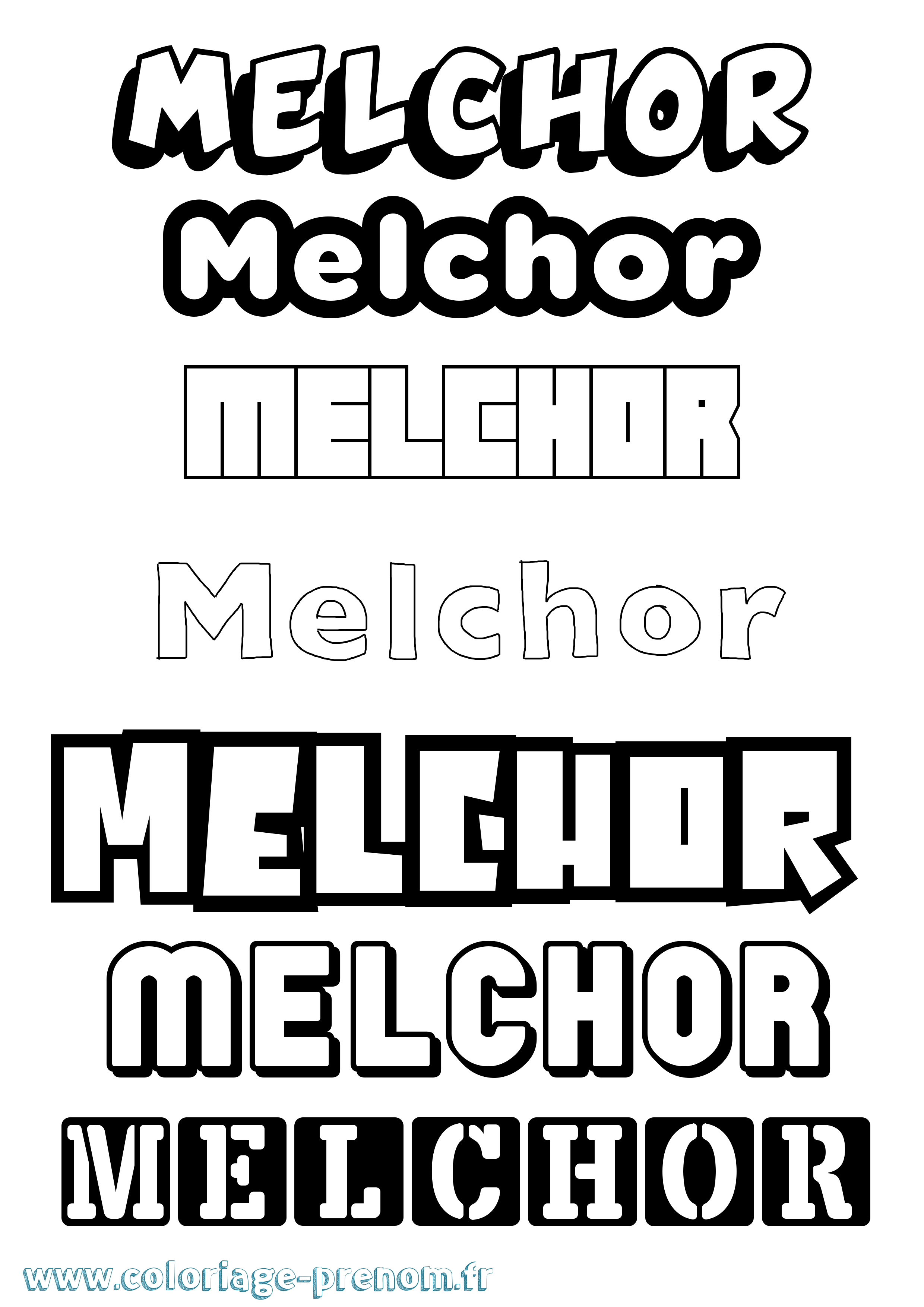 Coloriage Melchor Simple Coloriage prénom Melchor Simple