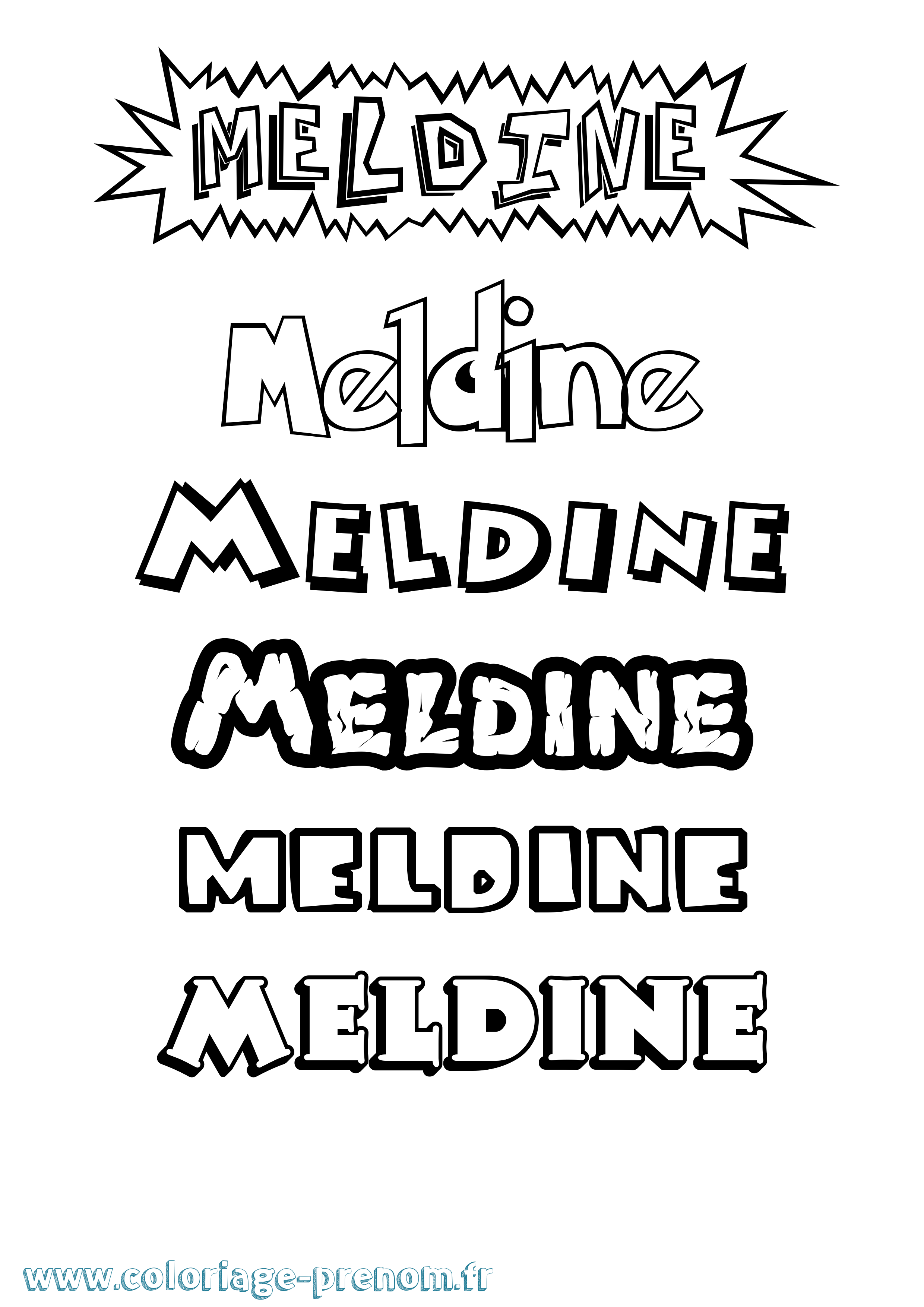 Coloriage Meldine Dessin Animé Coloriage prénom Meldine Dessin Animé