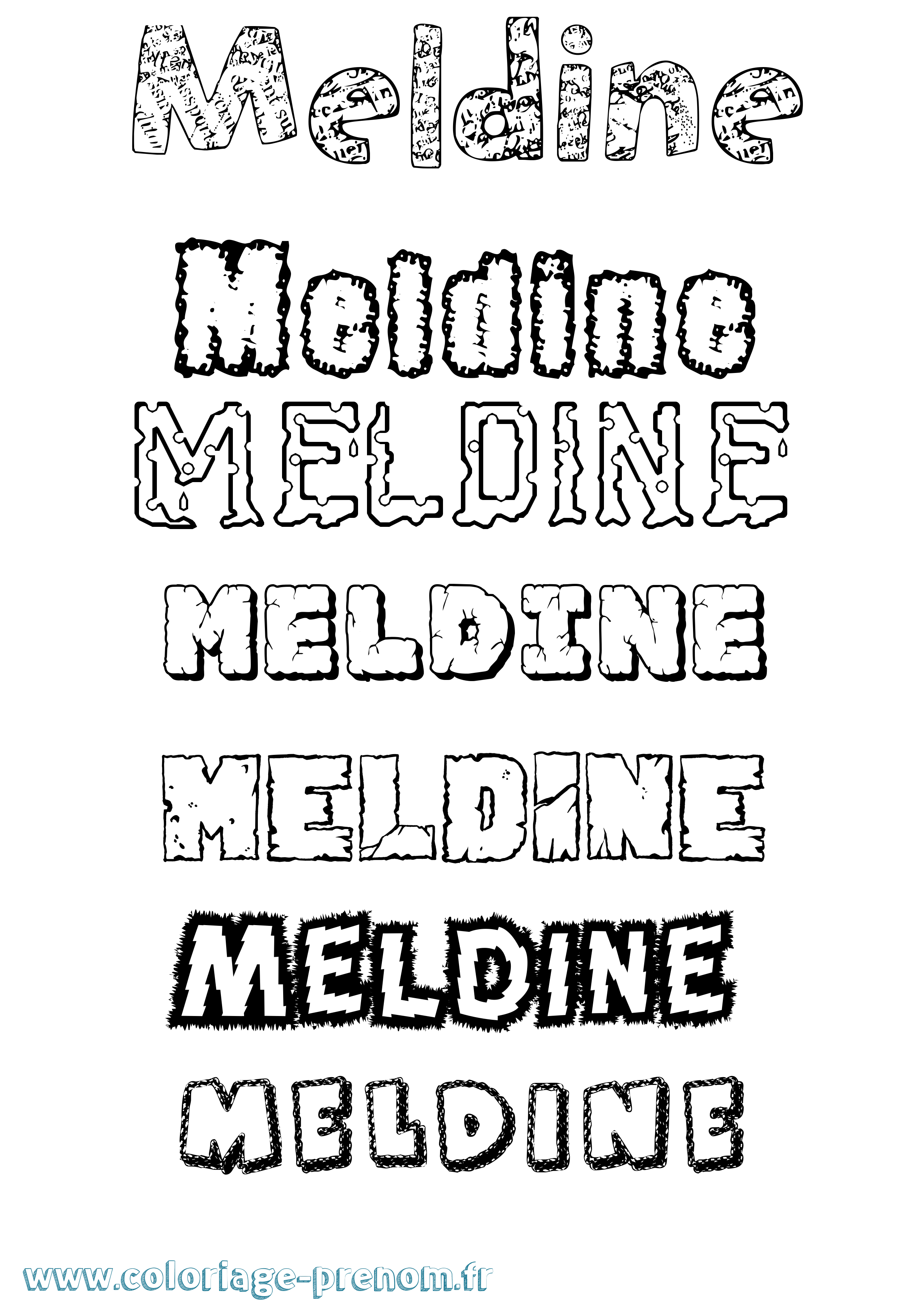 Coloriage Meldine Destructuré Coloriage prénom Meldine Destructuré