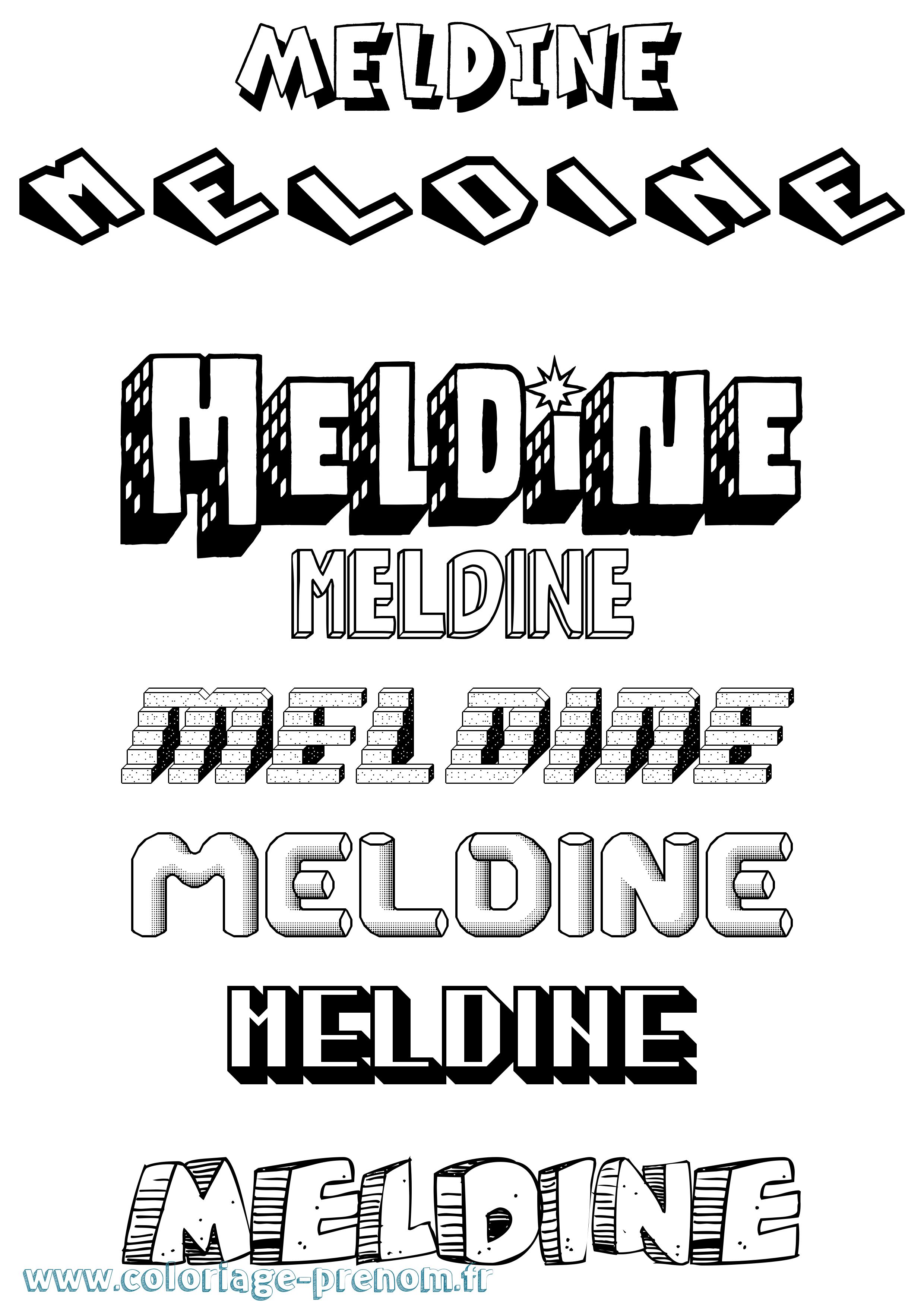 Coloriage Meldine Effet 3D Coloriage prénom Meldine Effet 3D