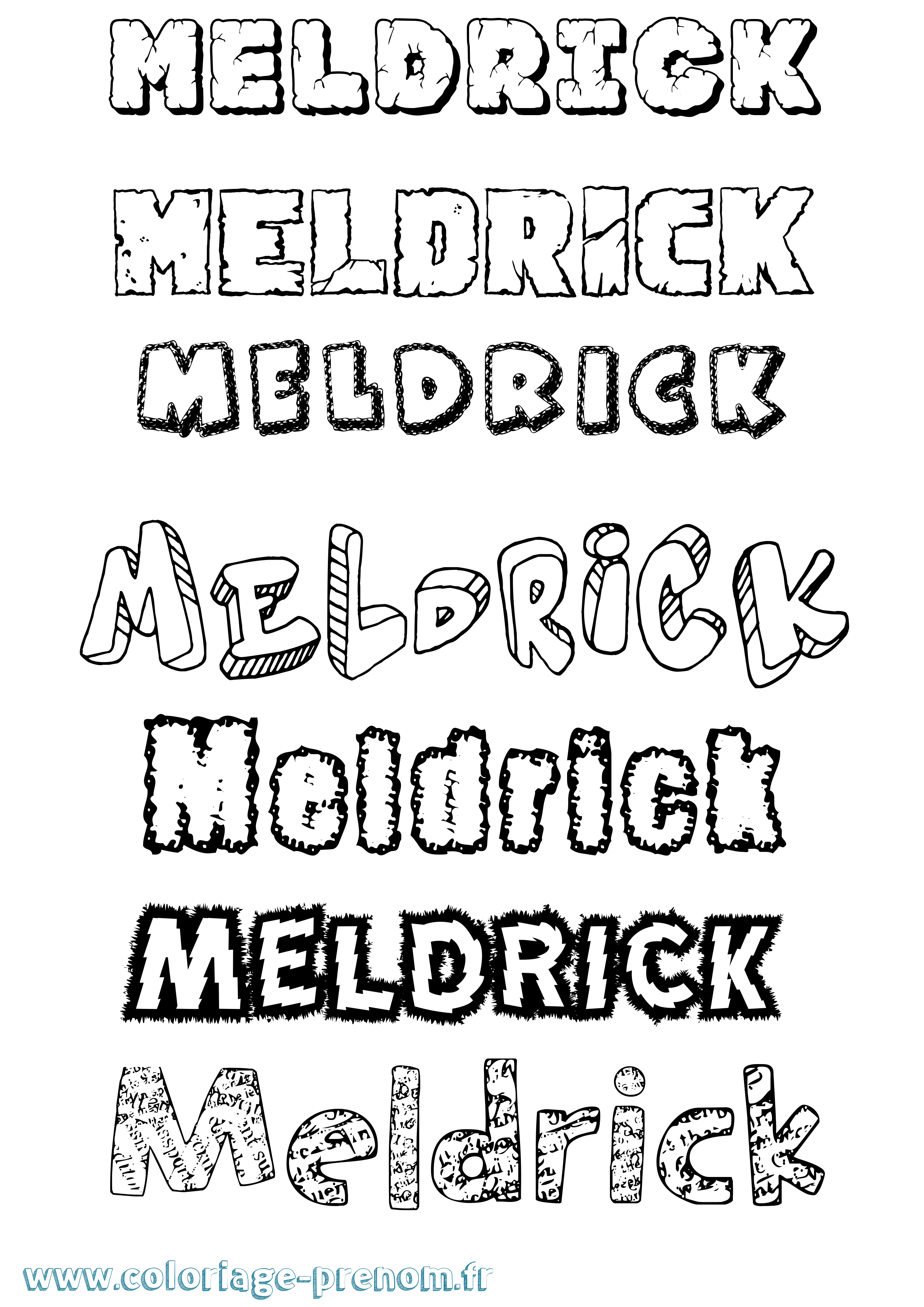 Coloriage Meldrick Destructuré Coloriage prénom Meldrick Destructuré