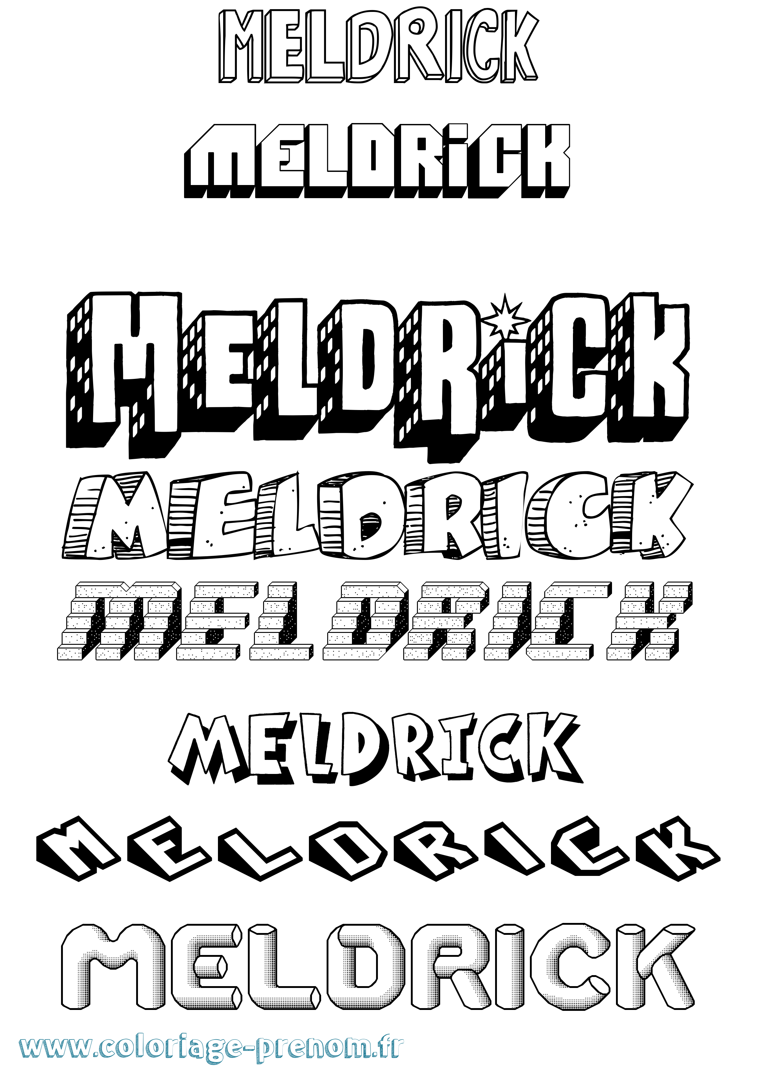 Coloriage Meldrick Effet 3D Coloriage prénom Meldrick Effet 3D