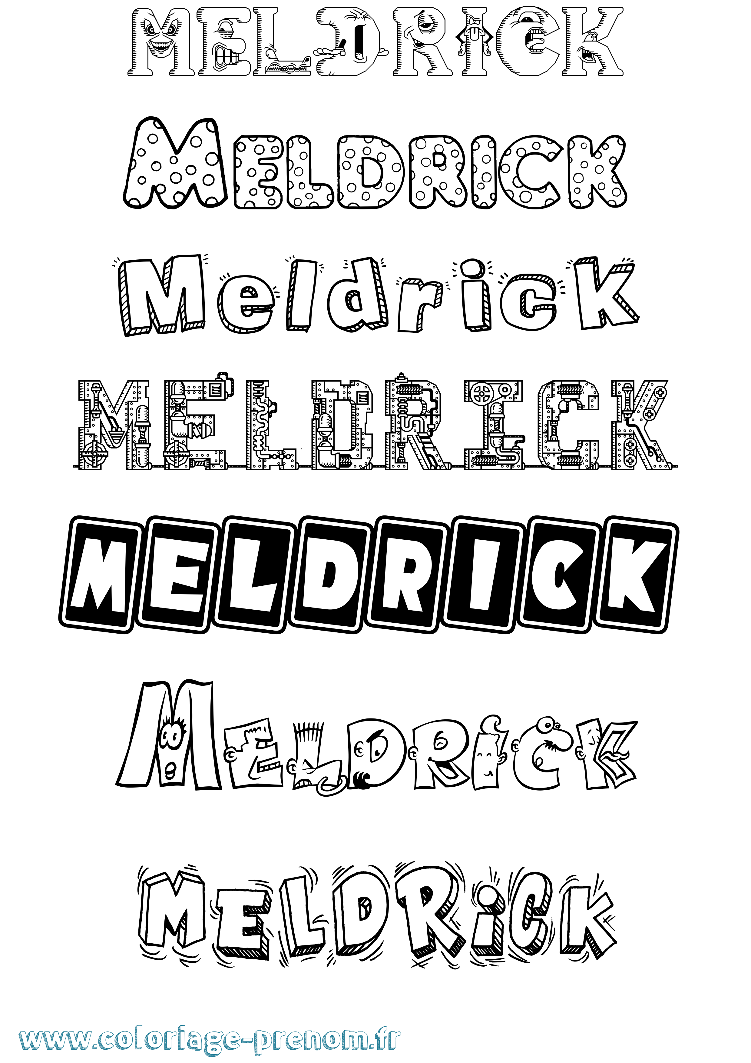 Coloriage Meldrick Fun Coloriage prénom Meldrick Fun