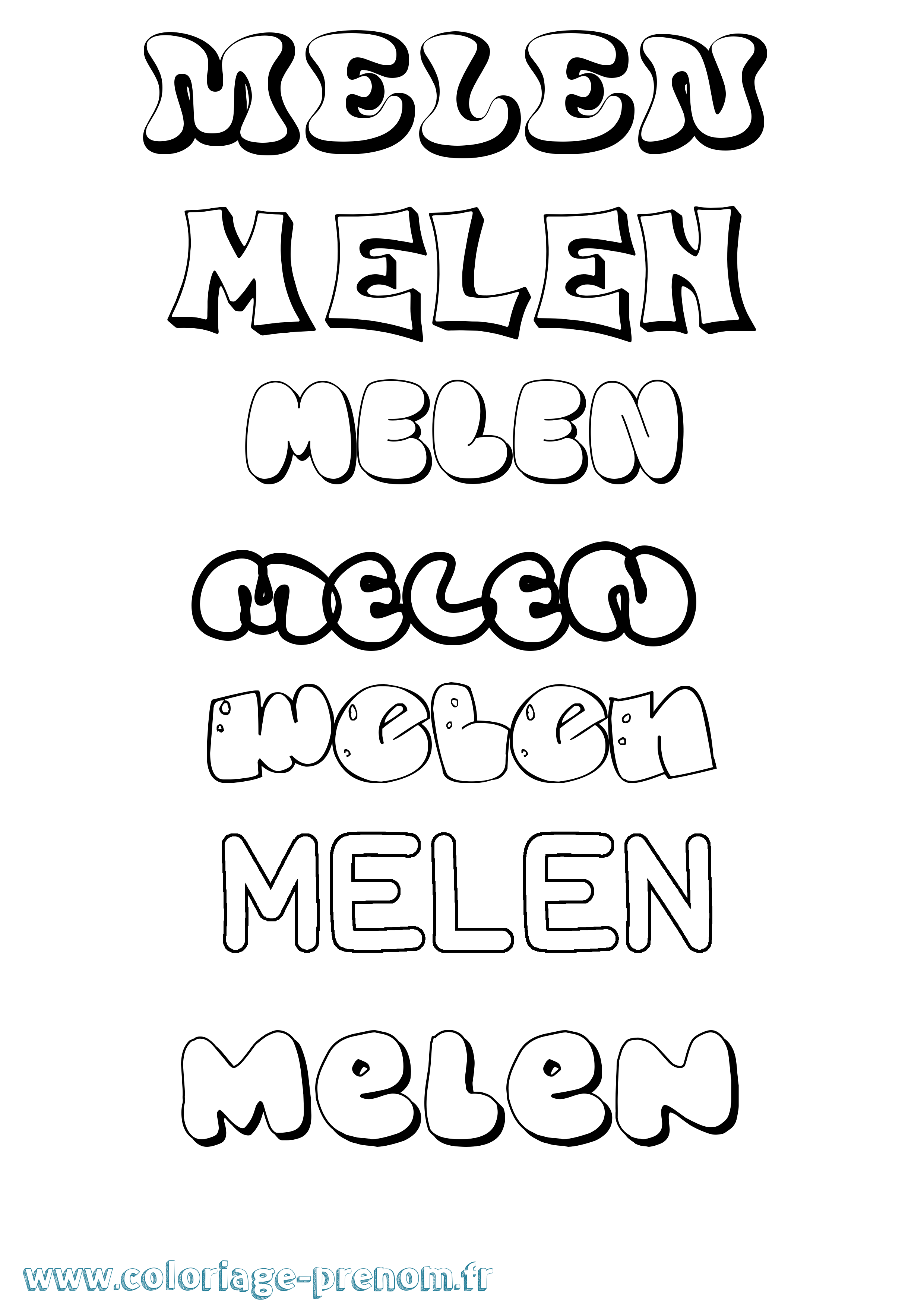 Coloriage Melen Bubble Coloriage prénom Melen Bubble