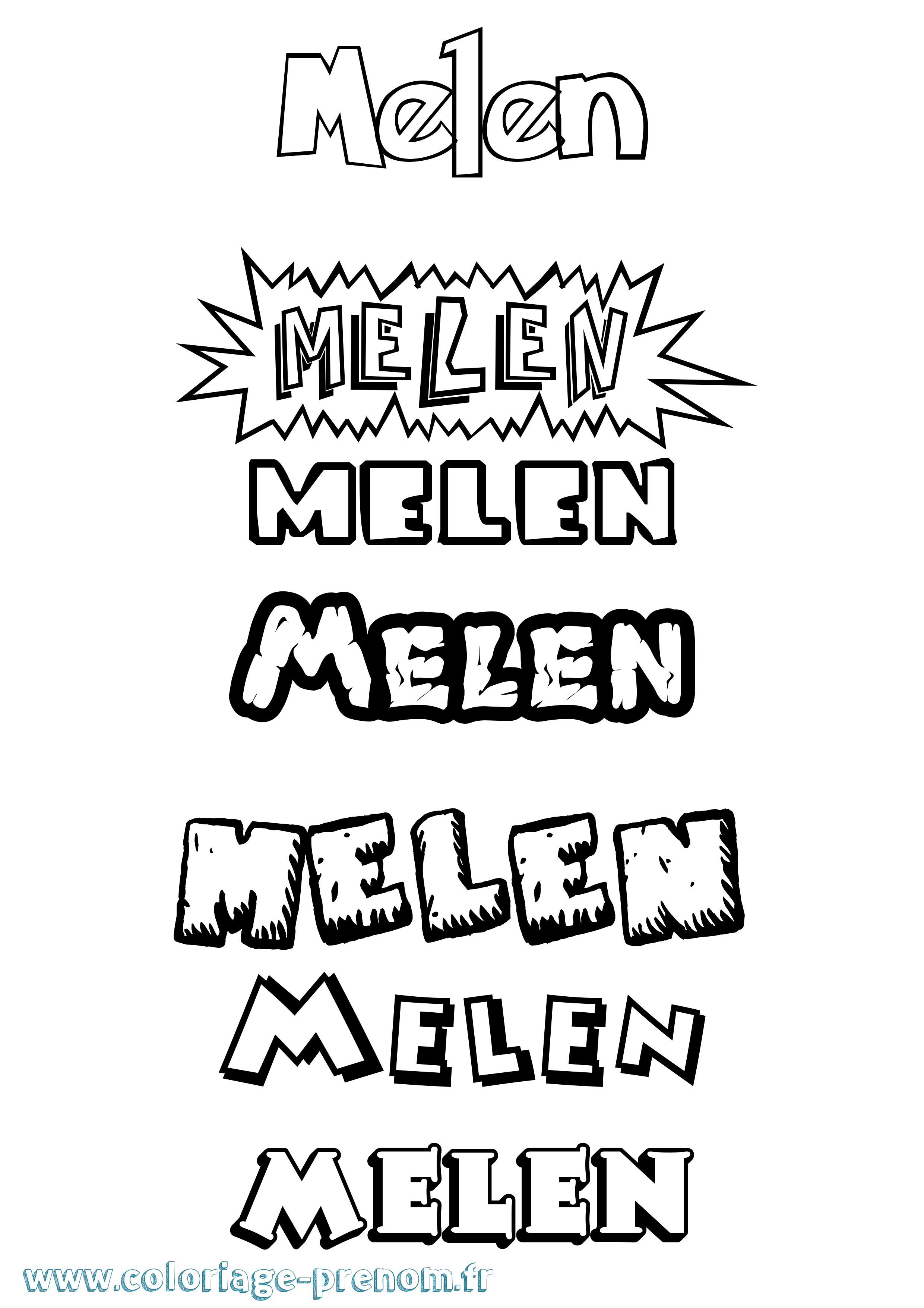 Coloriage Melen Dessin Animé Coloriage prénom Melen Dessin Animé