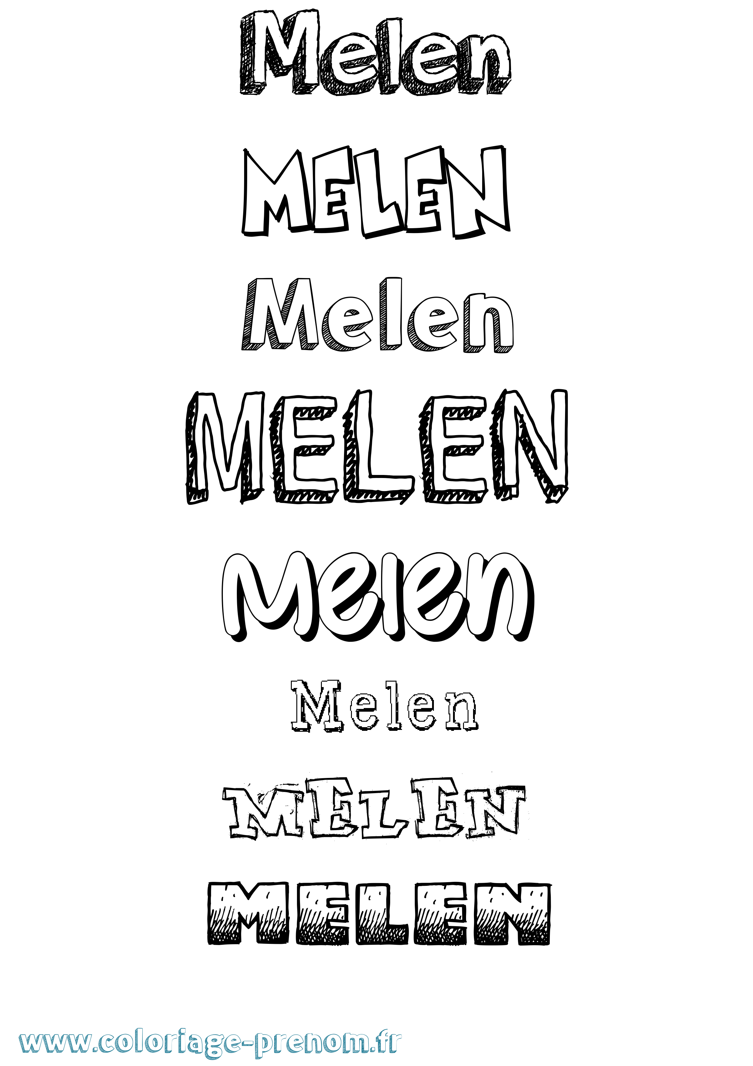 Coloriage Melen Dessiné Coloriage prénom Melen Dessiné