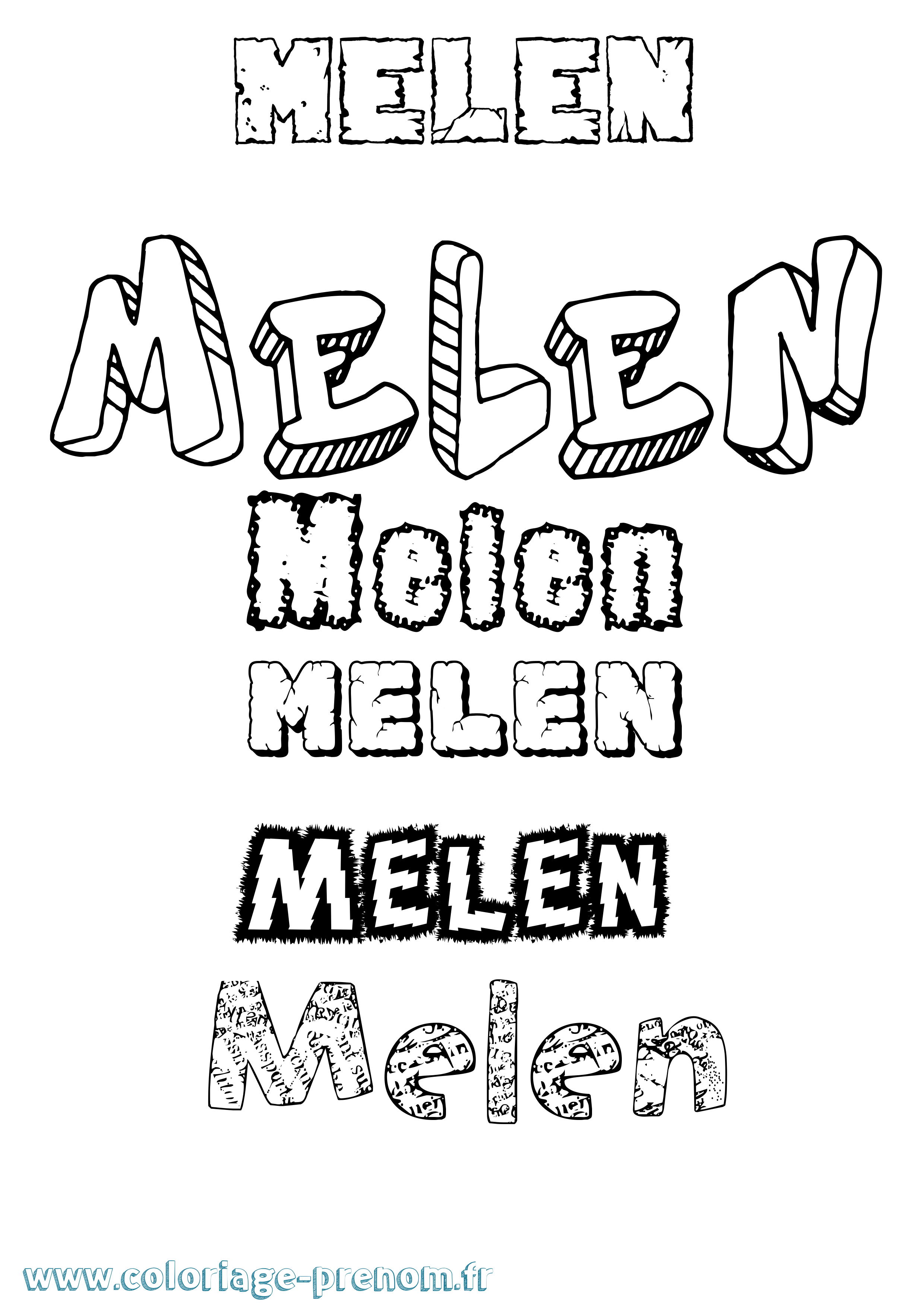 Coloriage Melen Destructuré Coloriage prénom Melen Destructuré