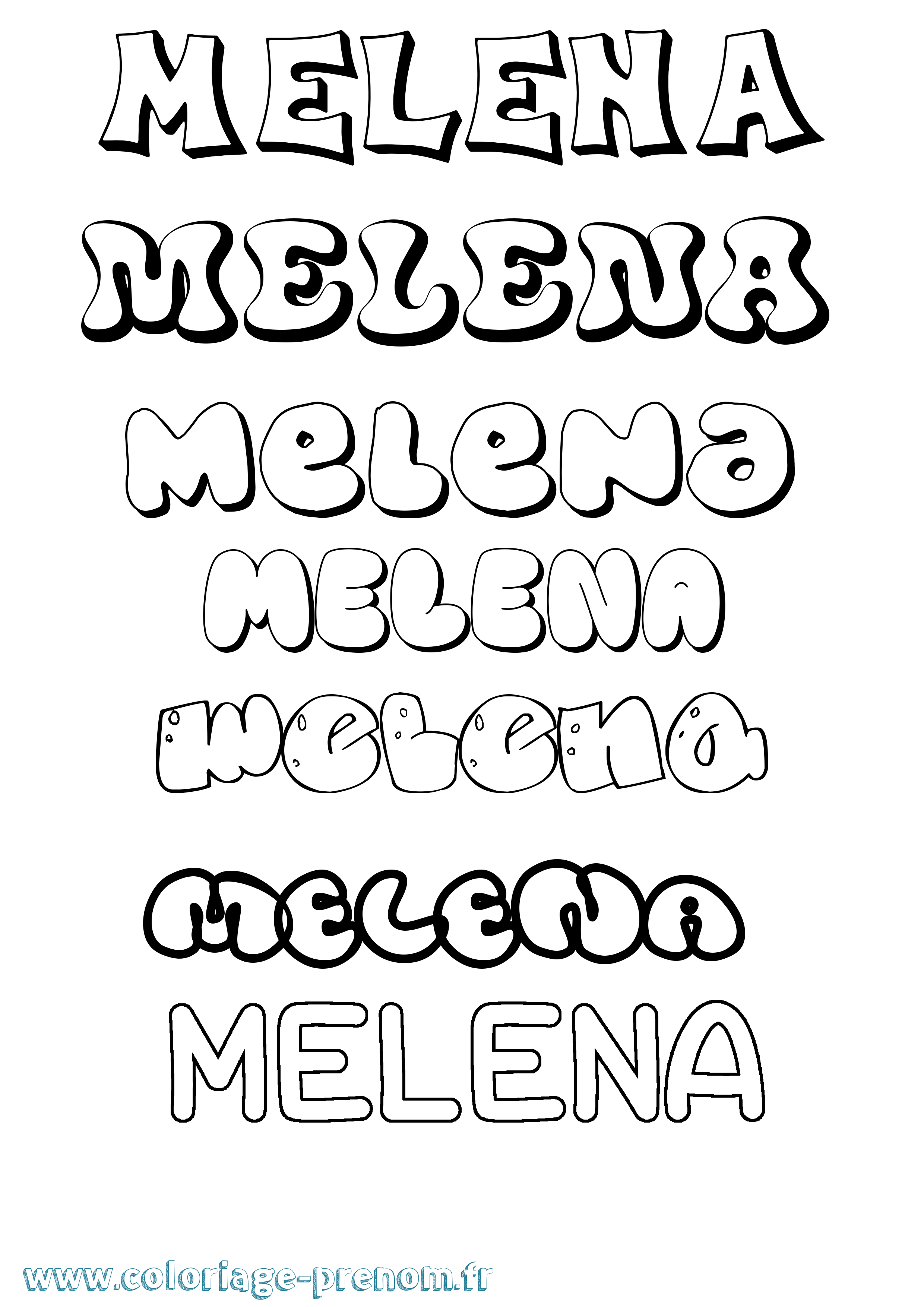 Coloriage Melena Bubble Coloriage prénom Melena Bubble