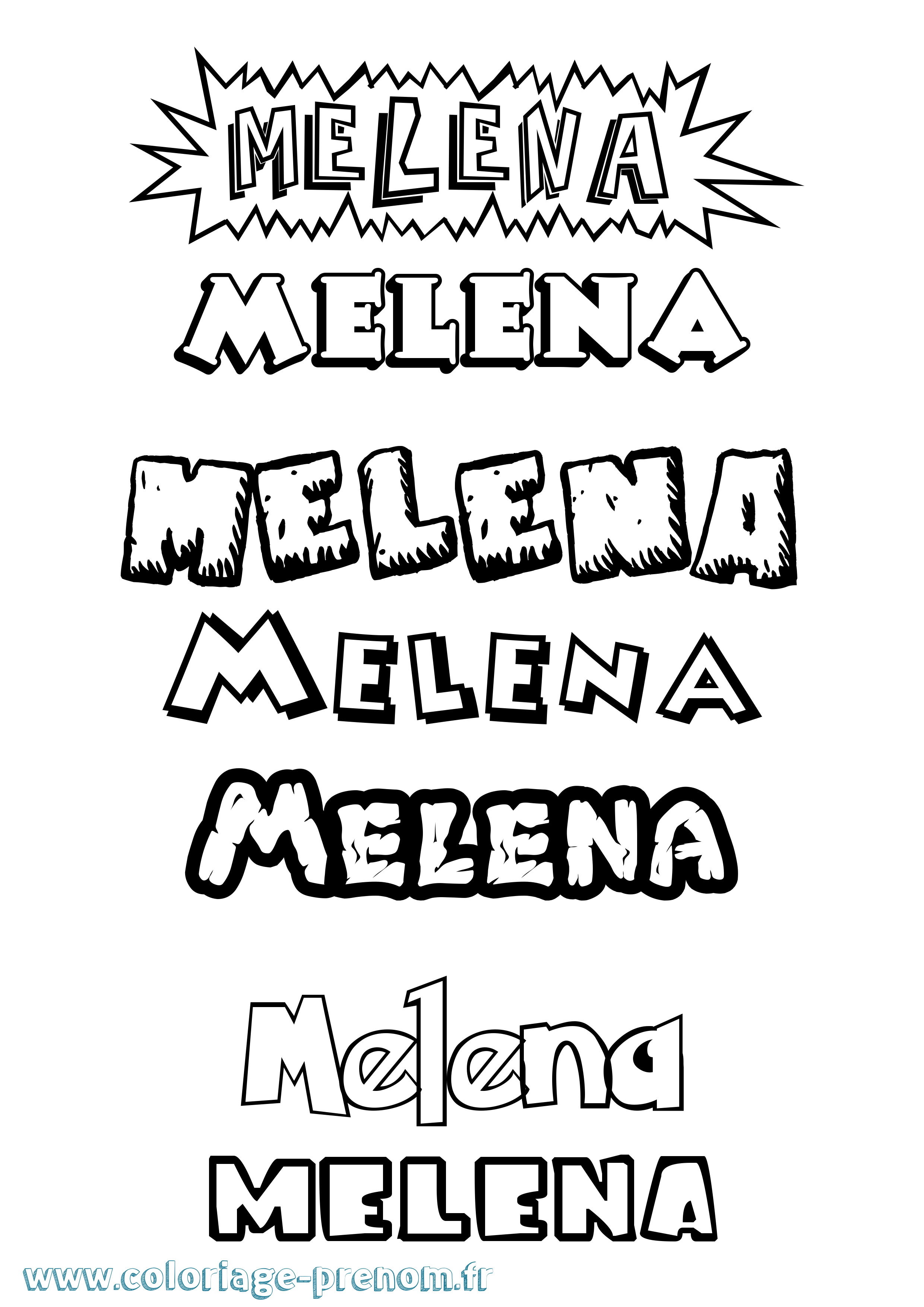 Coloriage Melena Dessin Animé Coloriage prénom Melena Dessin Animé
