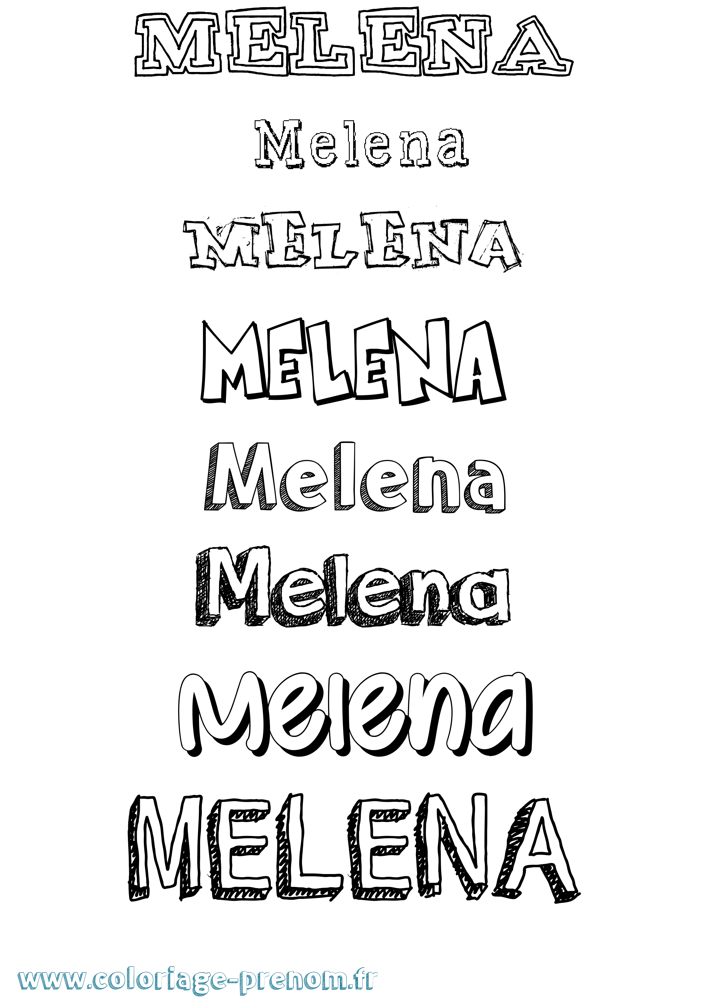 Coloriage Melena Dessiné Coloriage prénom Melena Dessiné