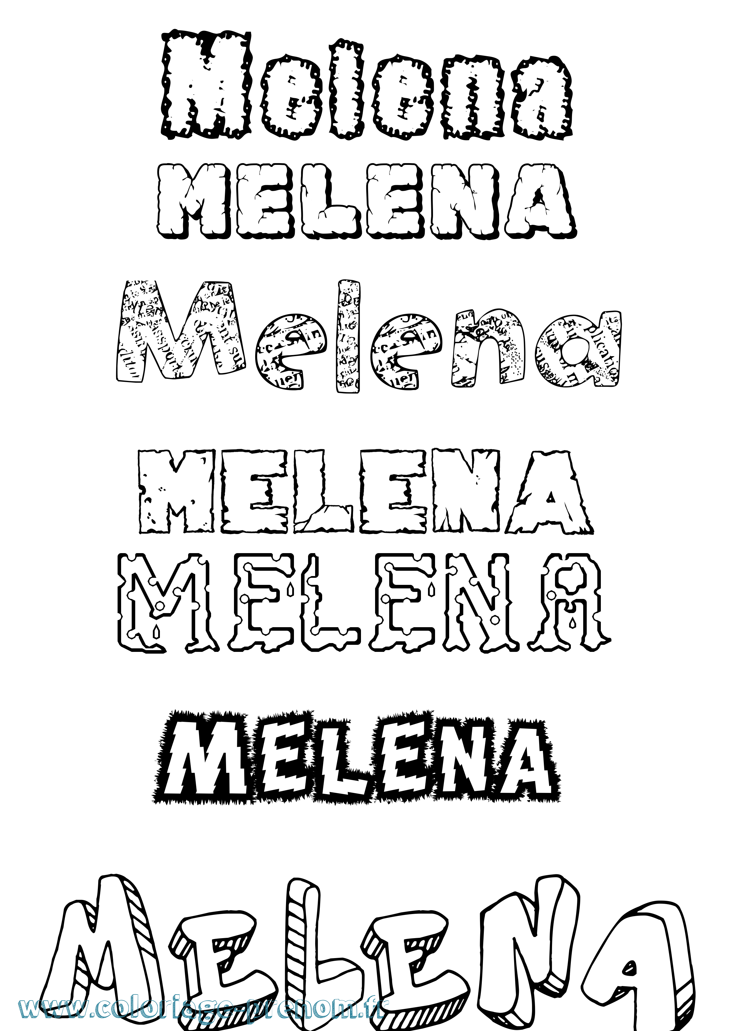 Coloriage Melena Destructuré Coloriage prénom Melena Destructuré