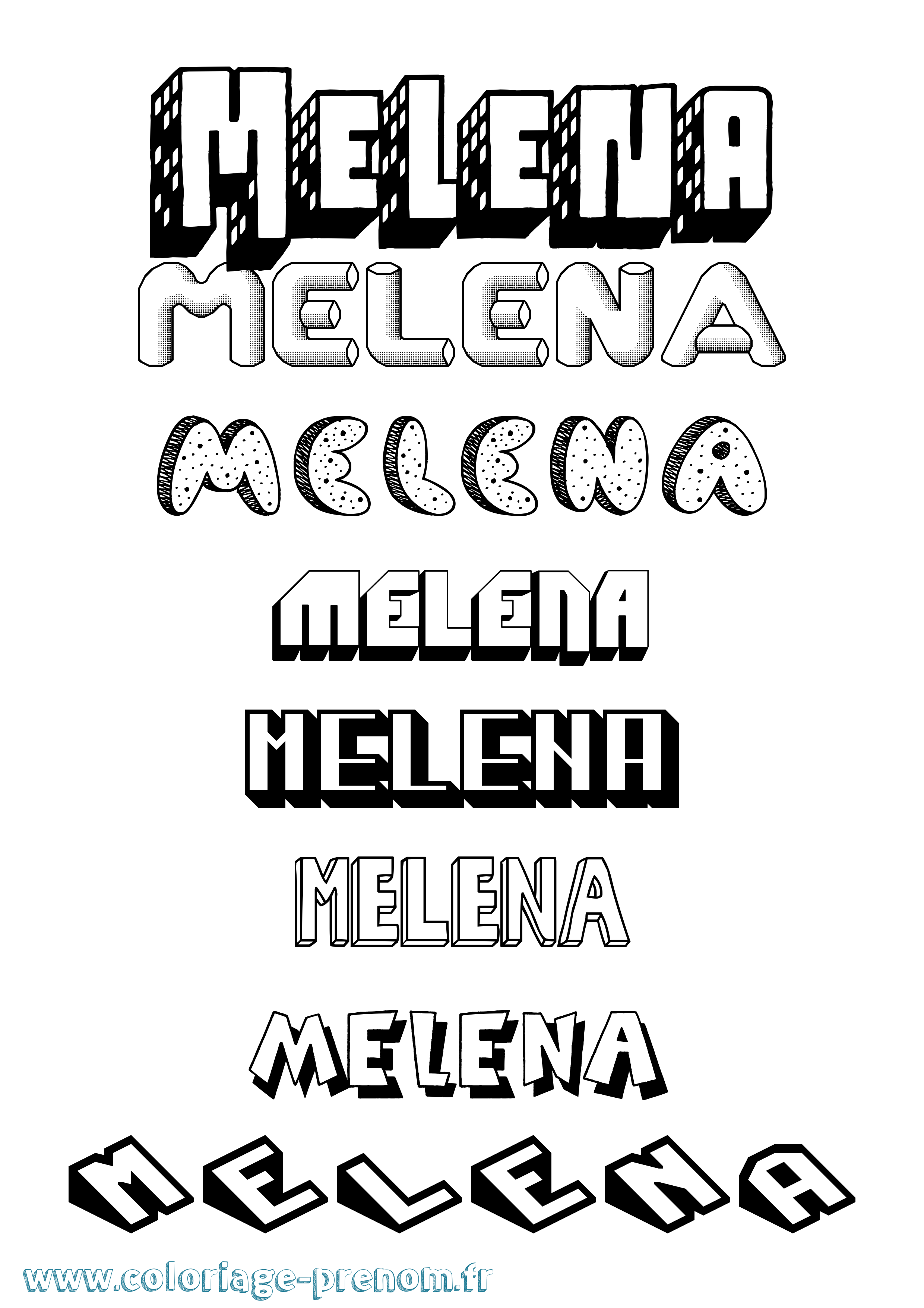 Coloriage Melena Effet 3D Coloriage prénom Melena Effet 3D