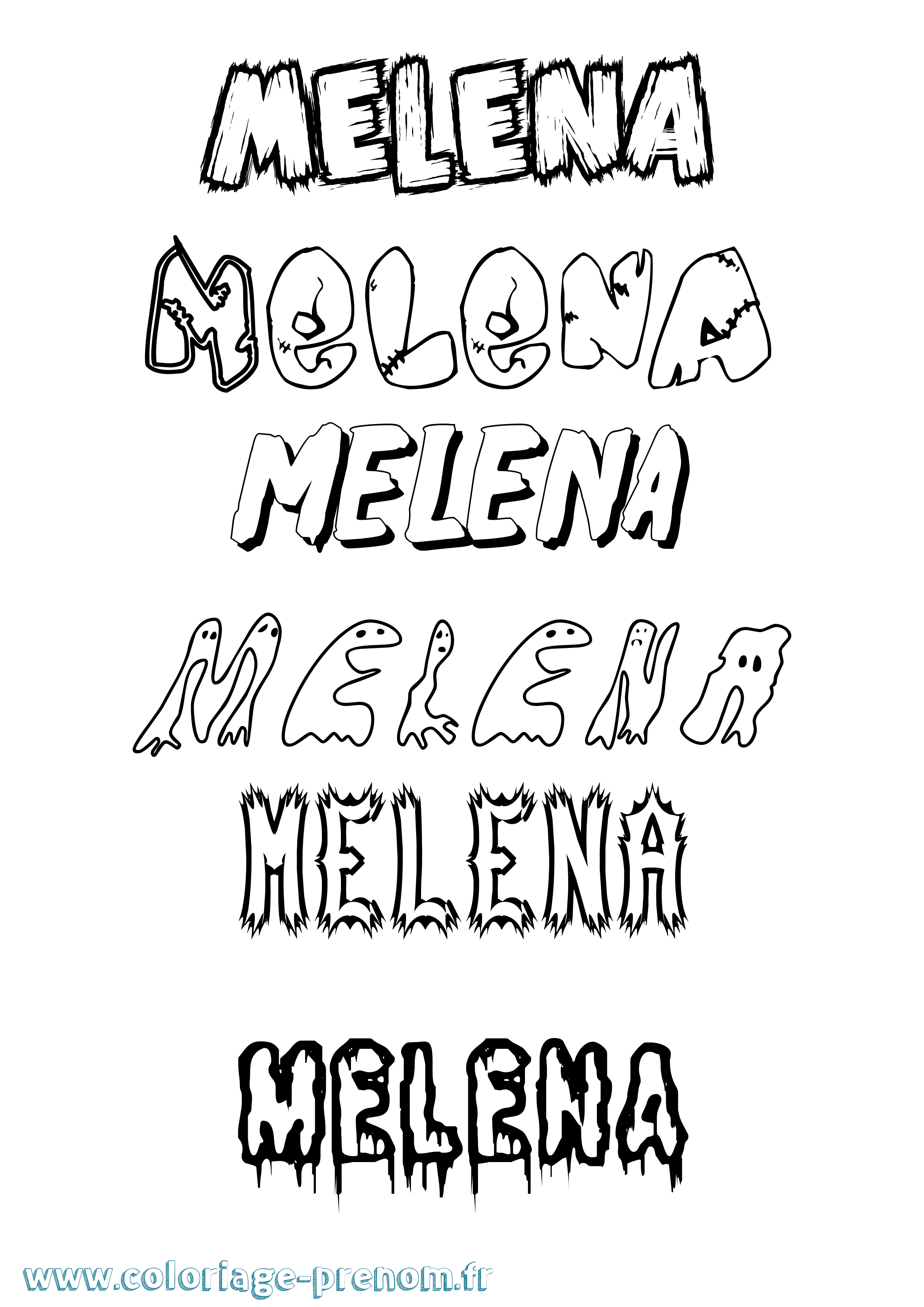 Coloriage Melena Frisson Coloriage prénom Melena Frisson