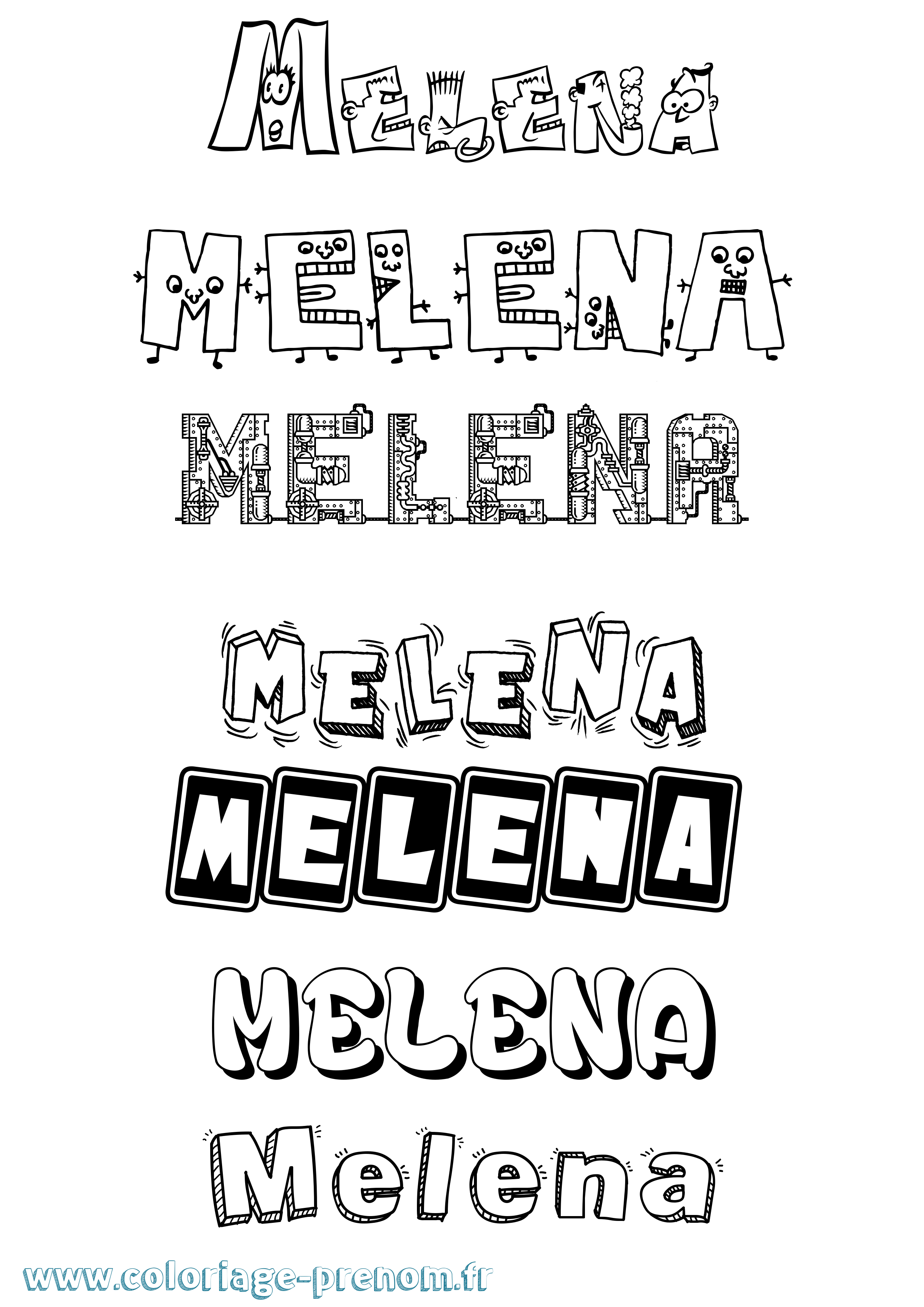 Coloriage Melena Fun Coloriage prénom Melena Fun