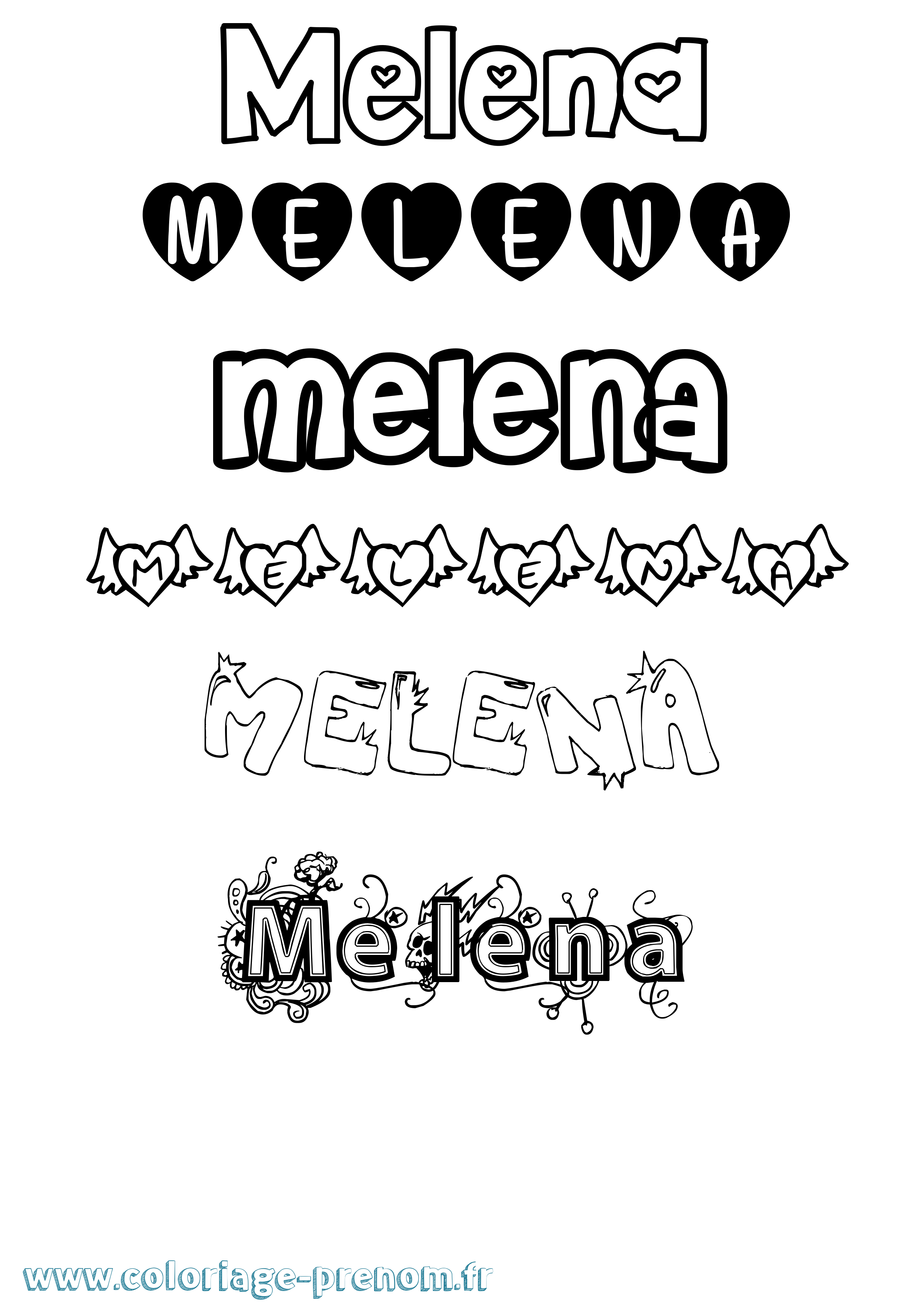Coloriage Melena Girly Coloriage prénom Melena Girly