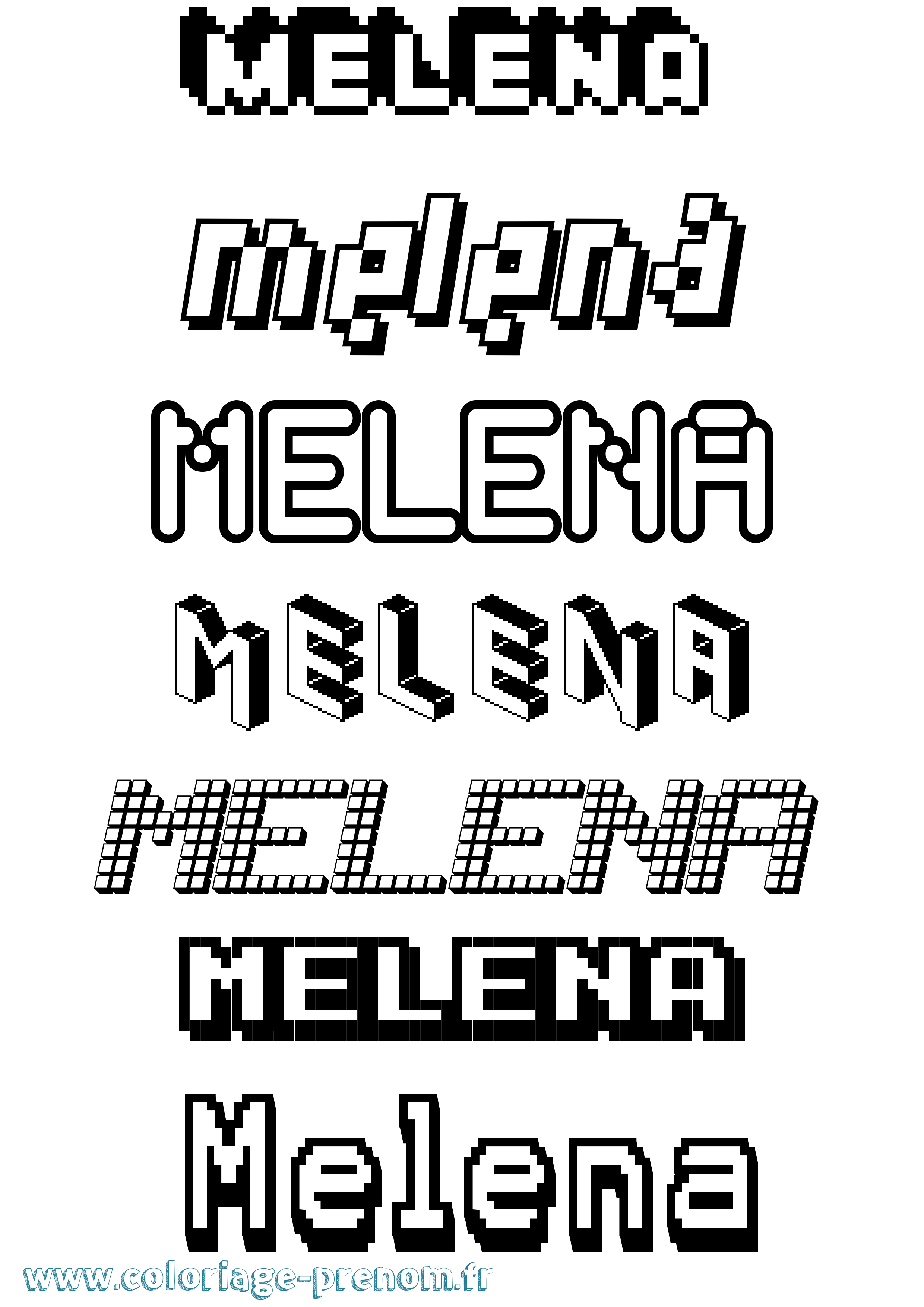Coloriage Melena Pixel Coloriage prénom Melena Pixel
