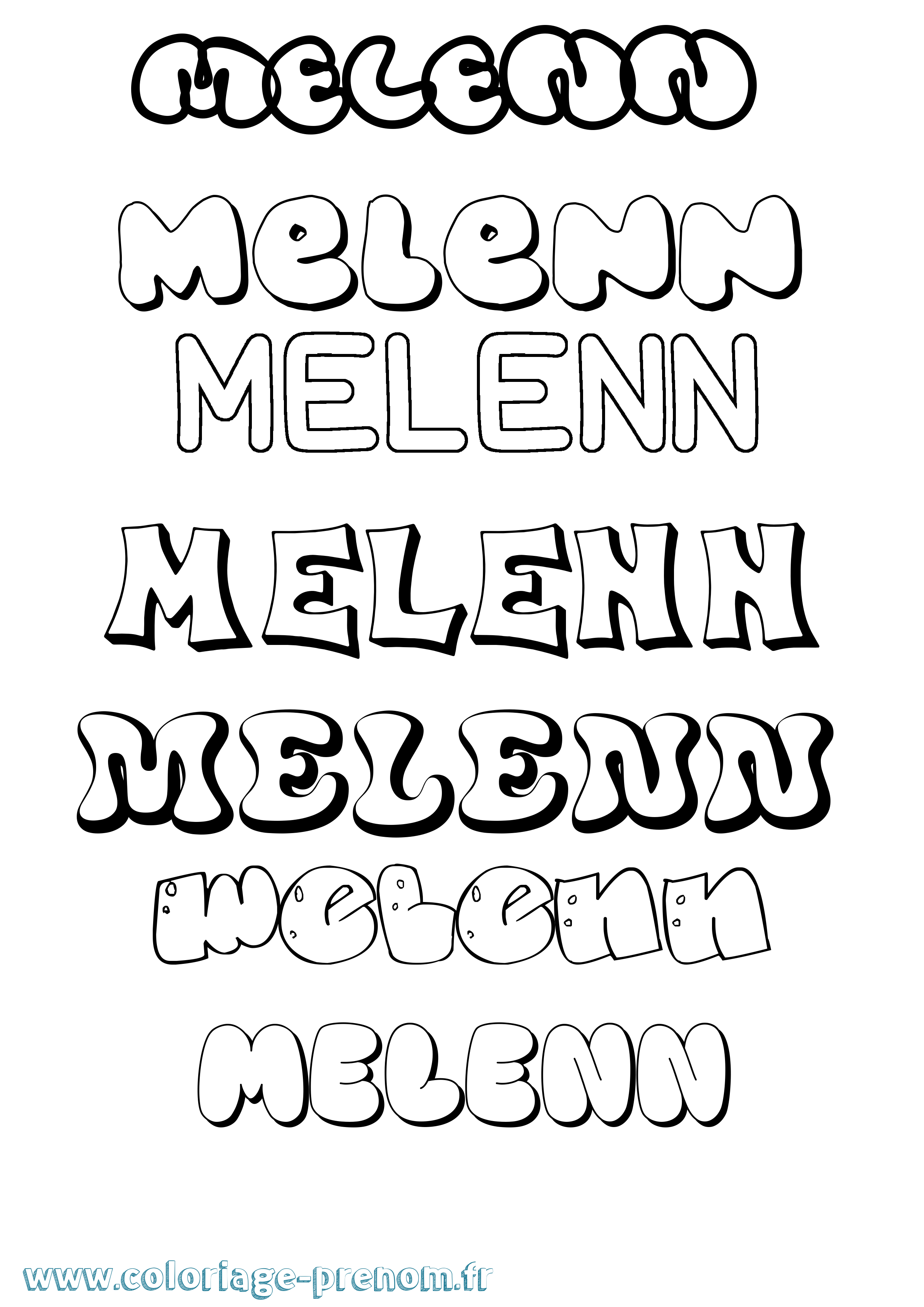 Coloriage Melenn Bubble Coloriage prénom Melenn Bubble