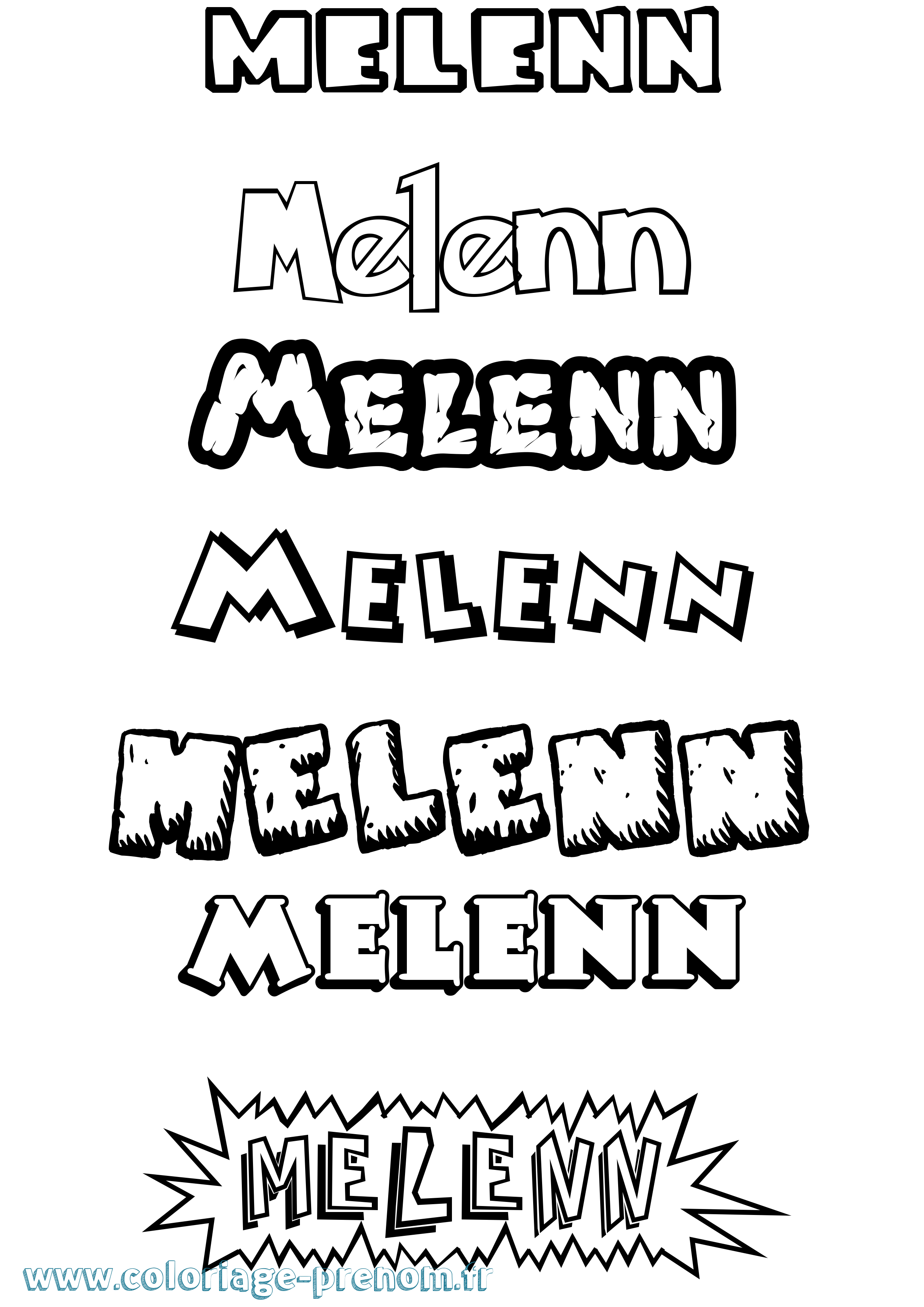 Coloriage Melenn Dessin Animé Coloriage prénom Melenn Dessin Animé