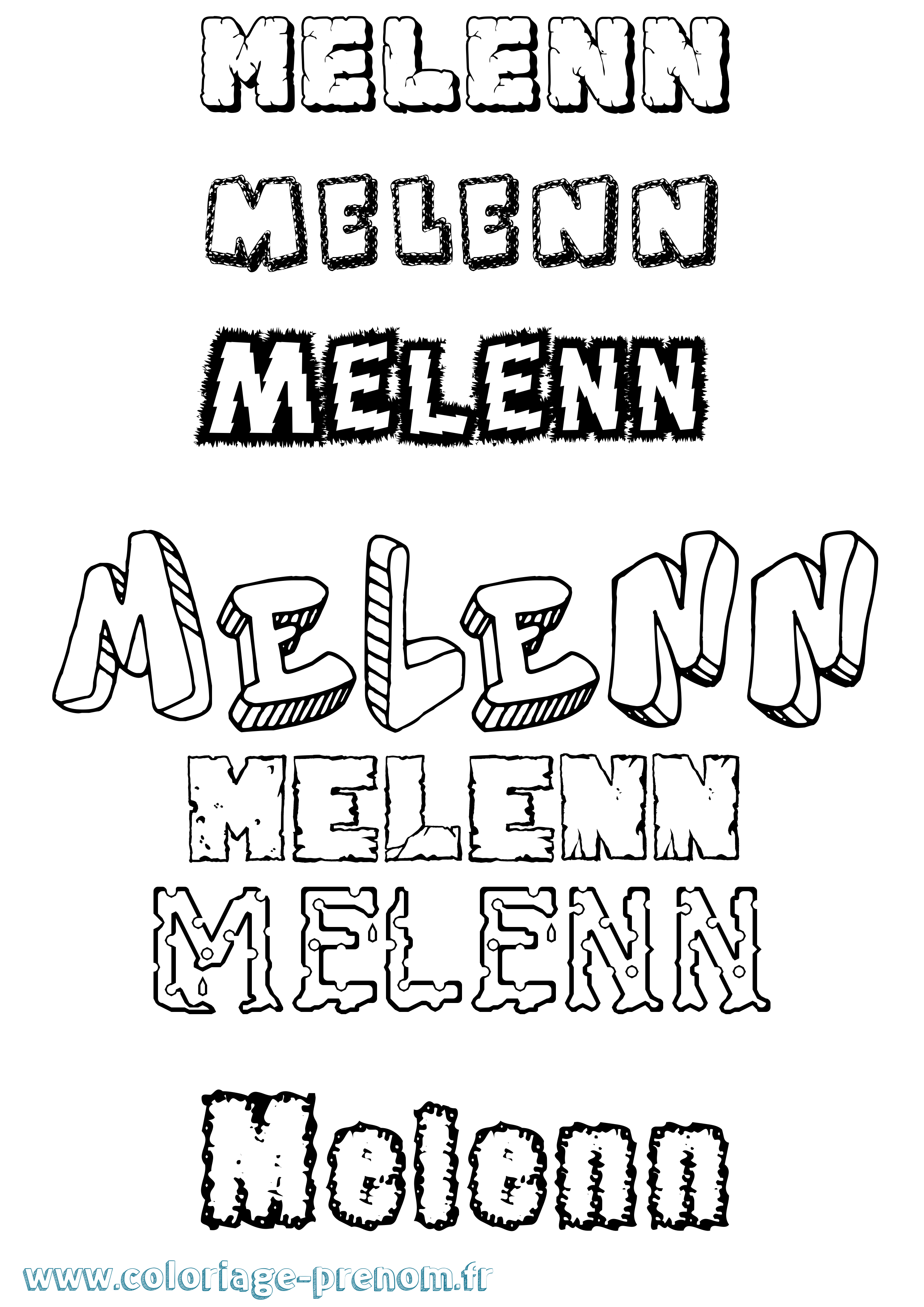 Coloriage Melenn Destructuré Coloriage prénom Melenn Destructuré