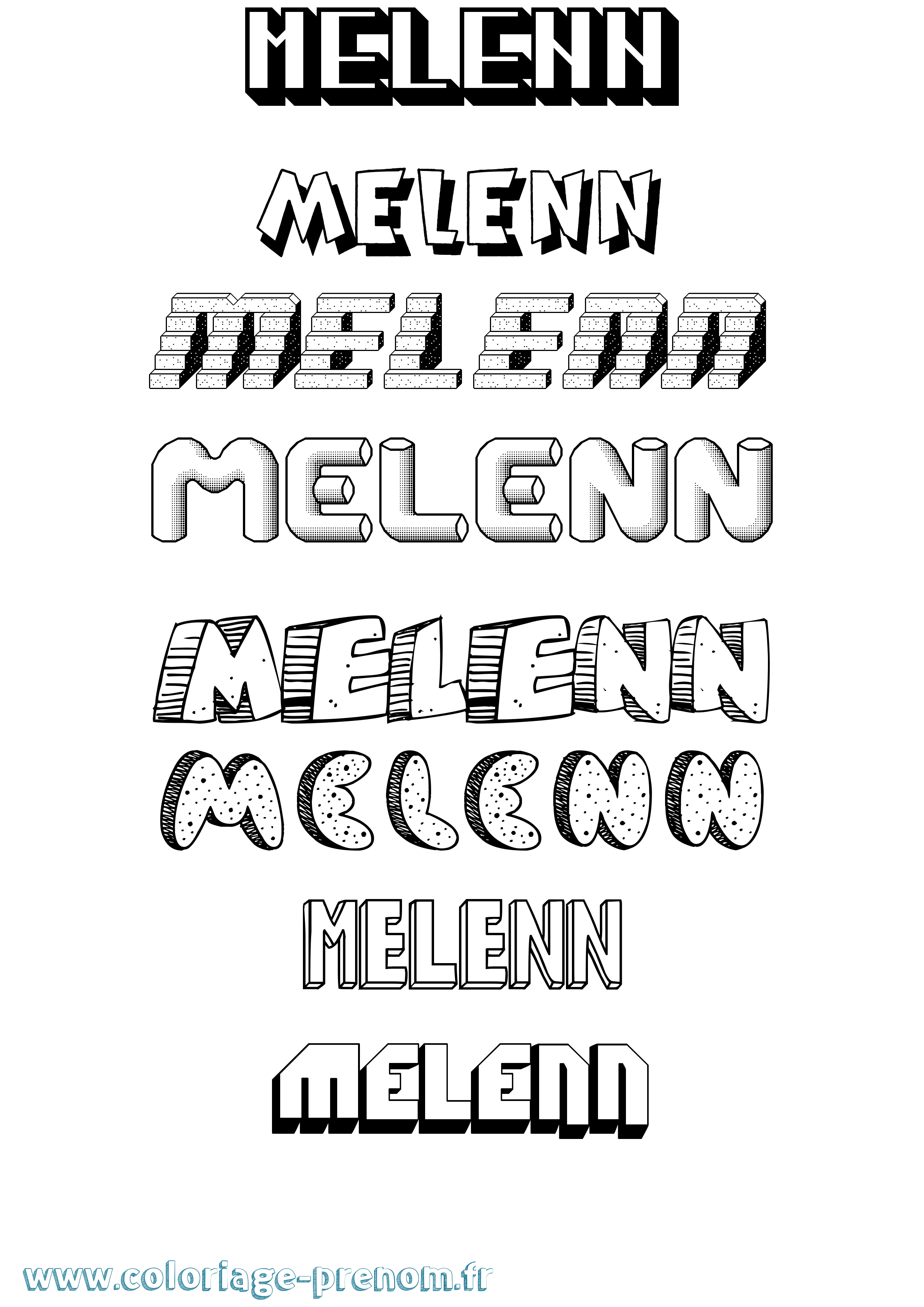 Coloriage Melenn Effet 3D Coloriage prénom Melenn Effet 3D