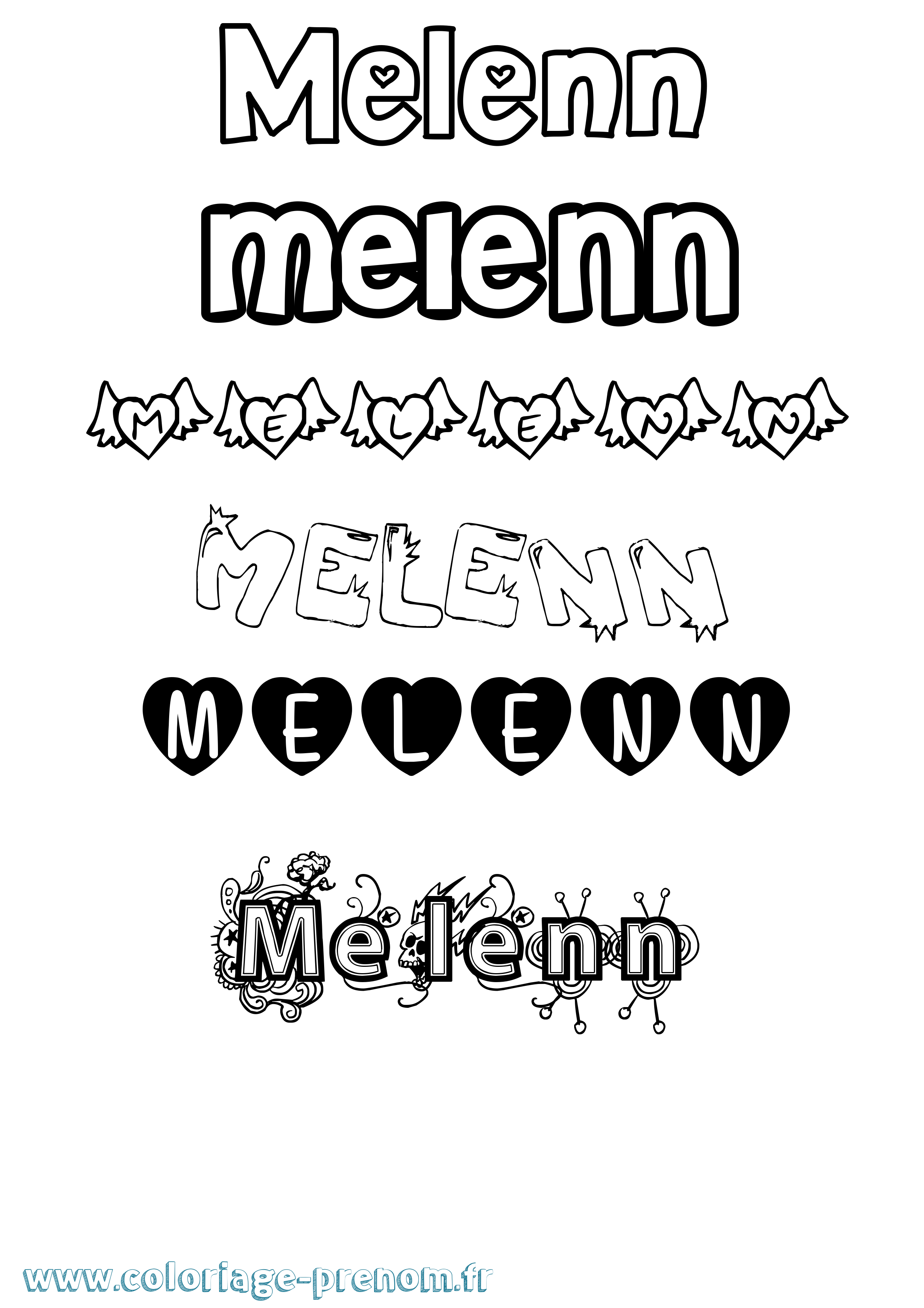Coloriage Melenn Girly Coloriage prénom Melenn Girly