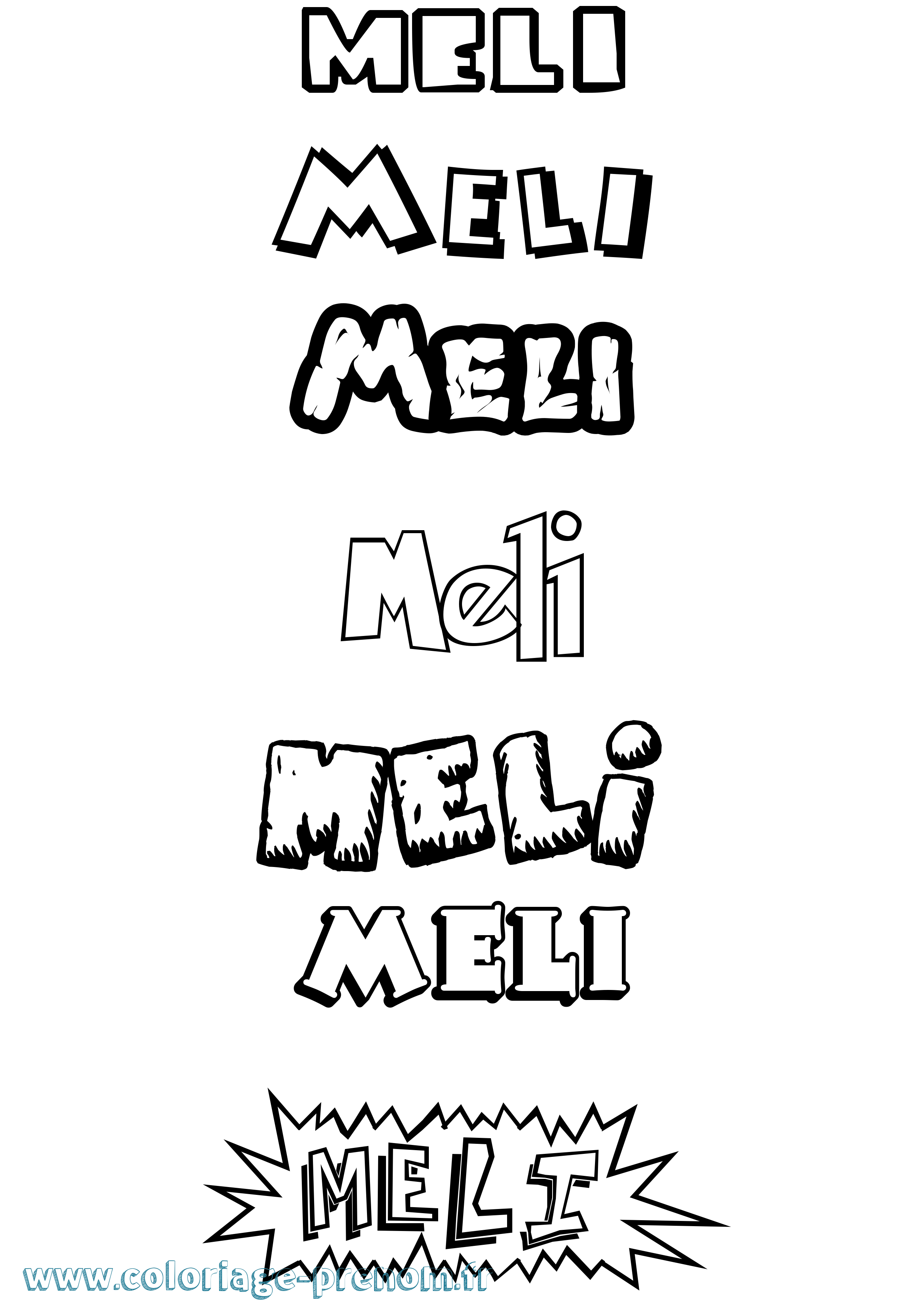 Coloriage Meli Dessin Animé Coloriage prénom Meli Dessin Animé