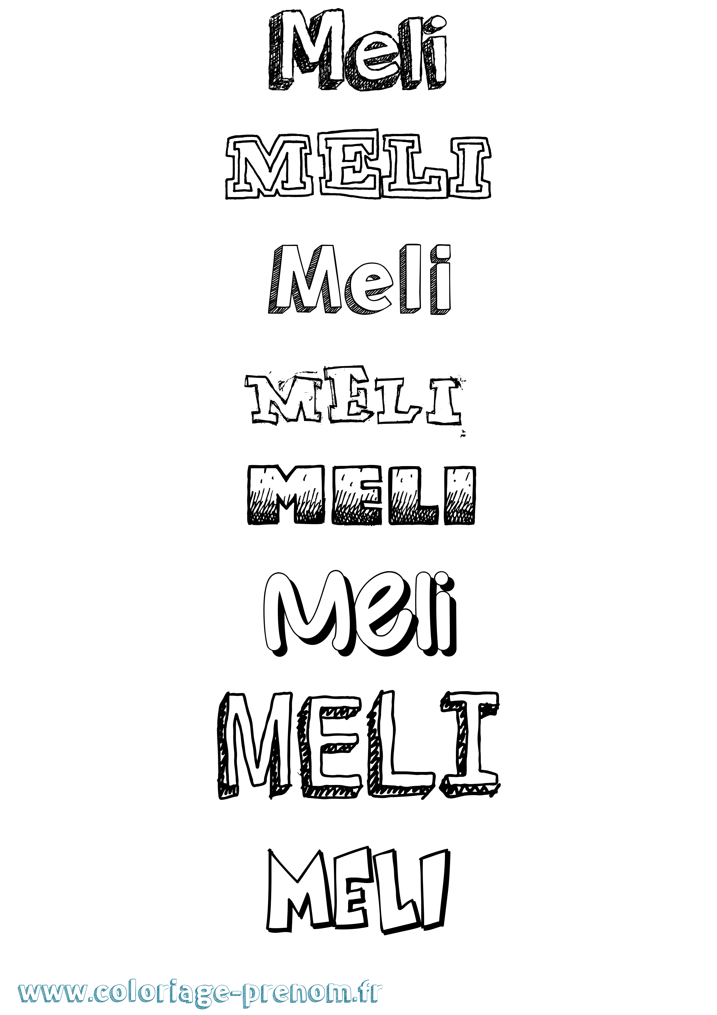 Coloriage Meli Dessiné Coloriage prénom Meli Dessiné