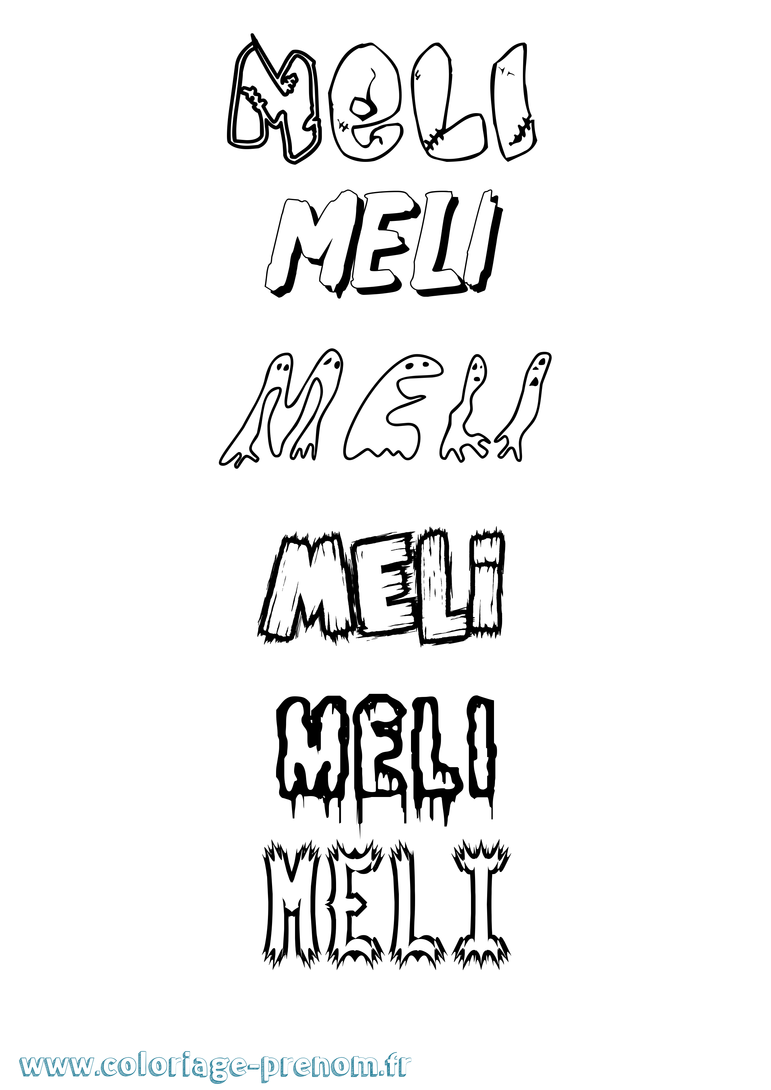 Coloriage Meli Frisson Coloriage prénom Meli Frisson