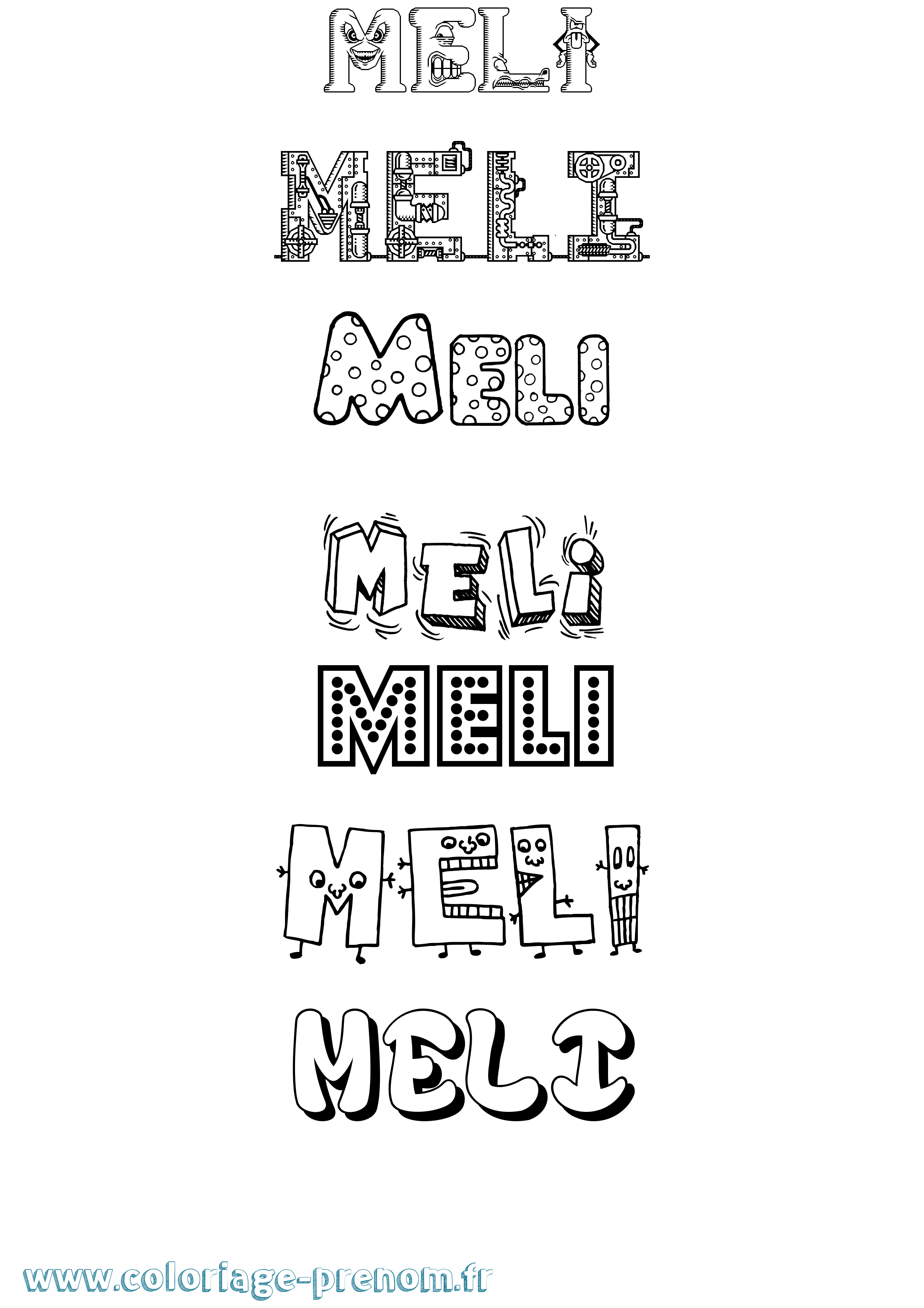 Coloriage Meli Fun Coloriage prénom Meli Fun