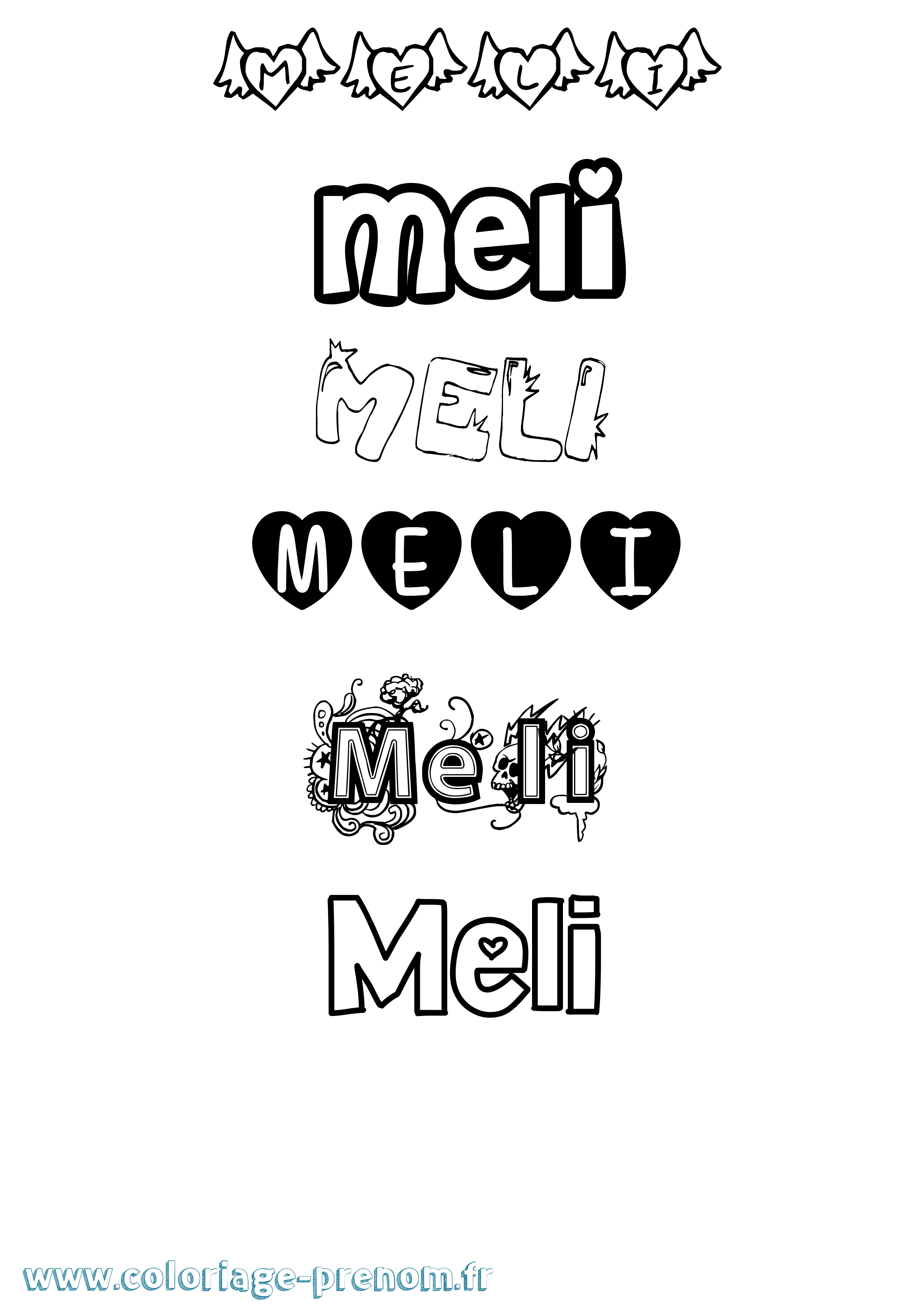 Coloriage Meli Girly Coloriage prénom Meli Girly