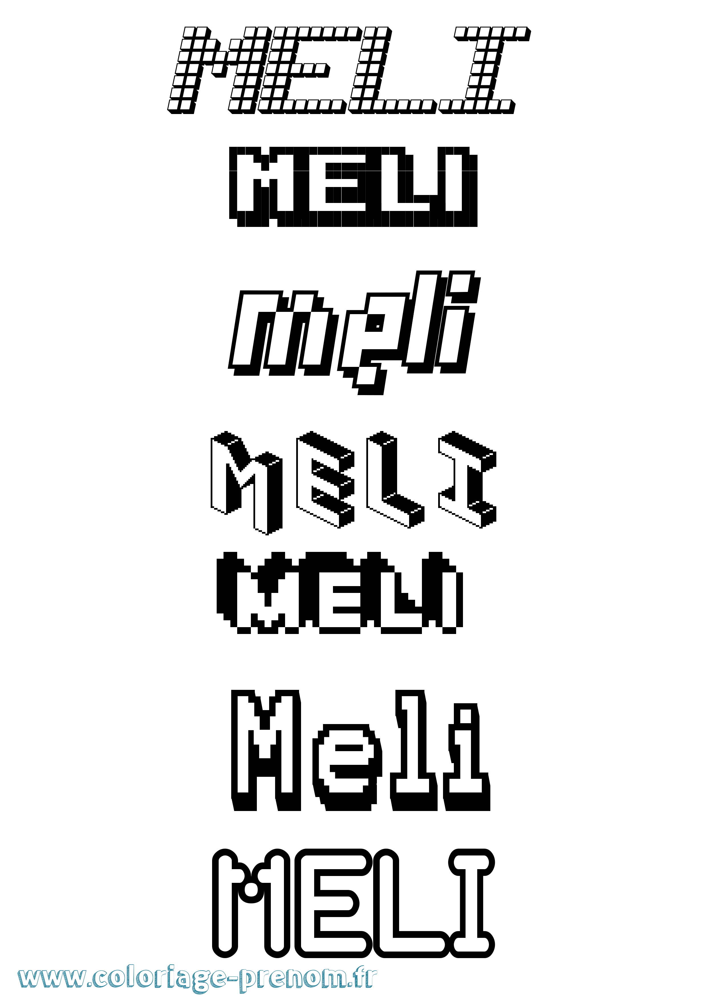 Coloriage Meli Pixel Coloriage prénom Meli Pixel