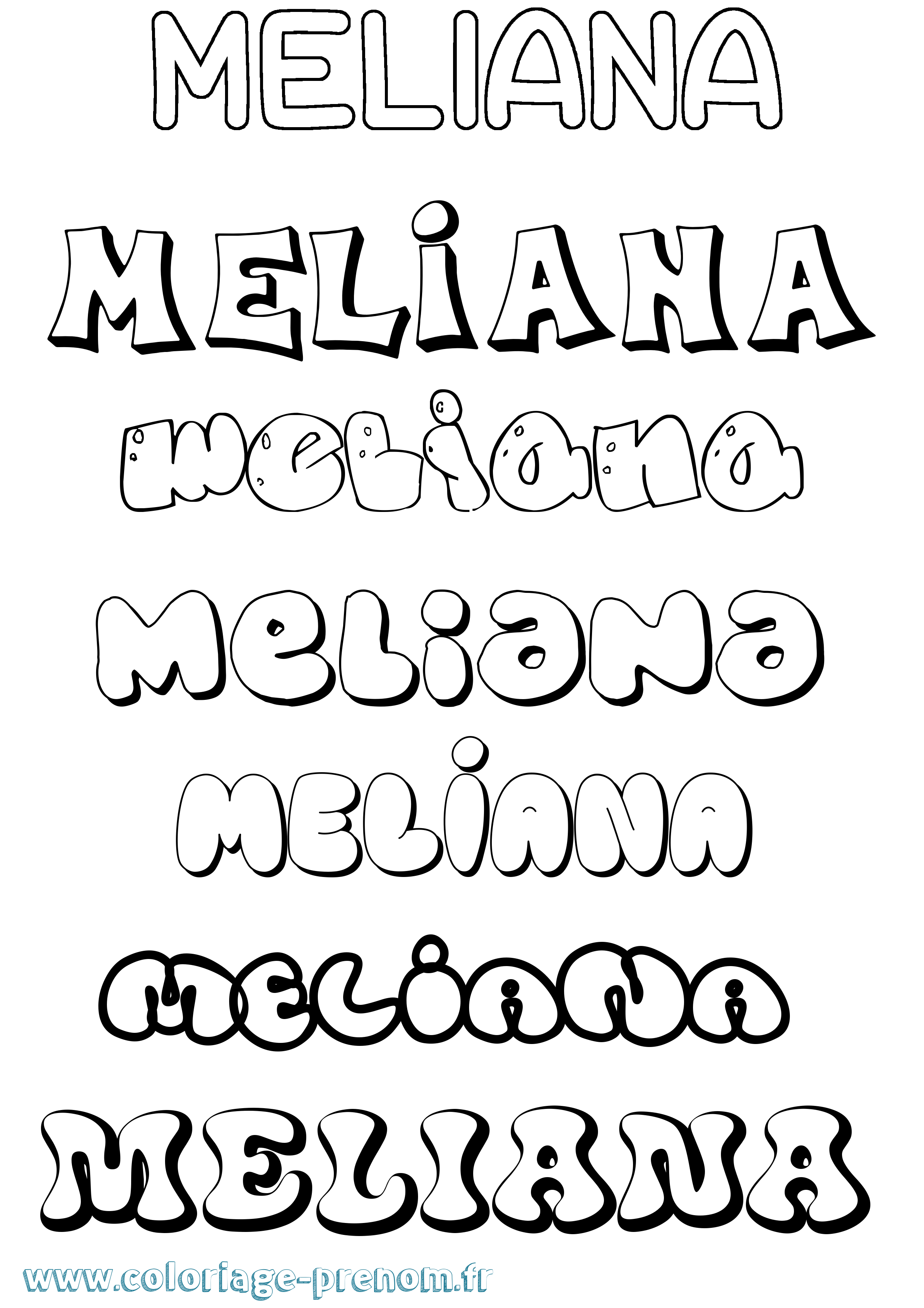 Coloriage Meliana Bubble Coloriage prénom Meliana Bubble