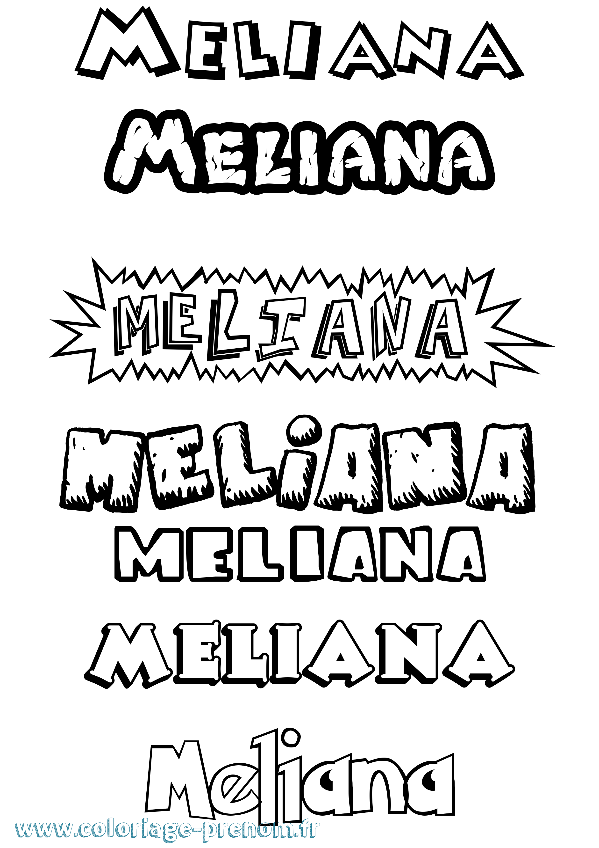 Coloriage Meliana Dessin Animé Coloriage prénom Meliana Dessin Animé