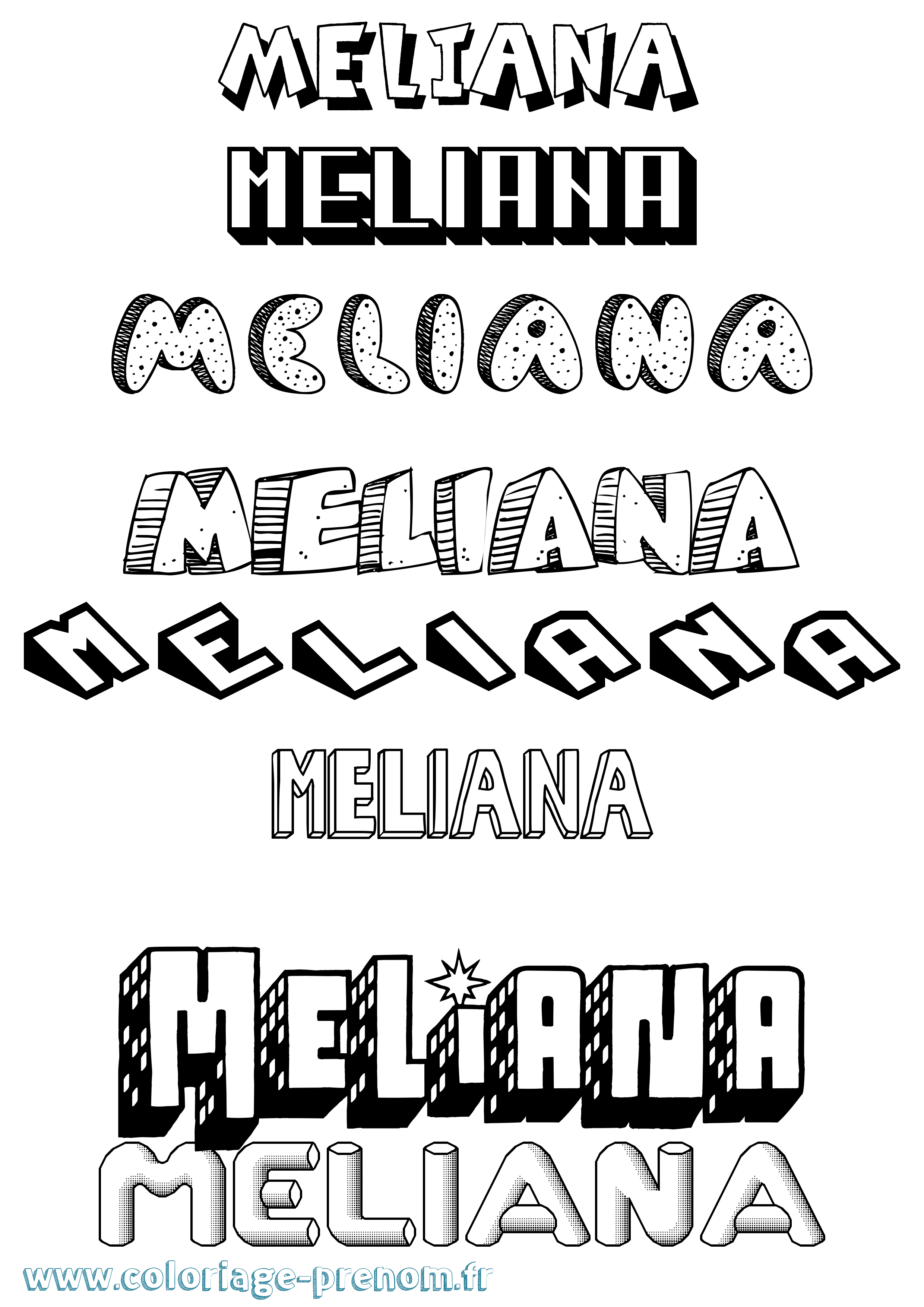 Coloriage Meliana Effet 3D Coloriage prénom Meliana Effet 3D