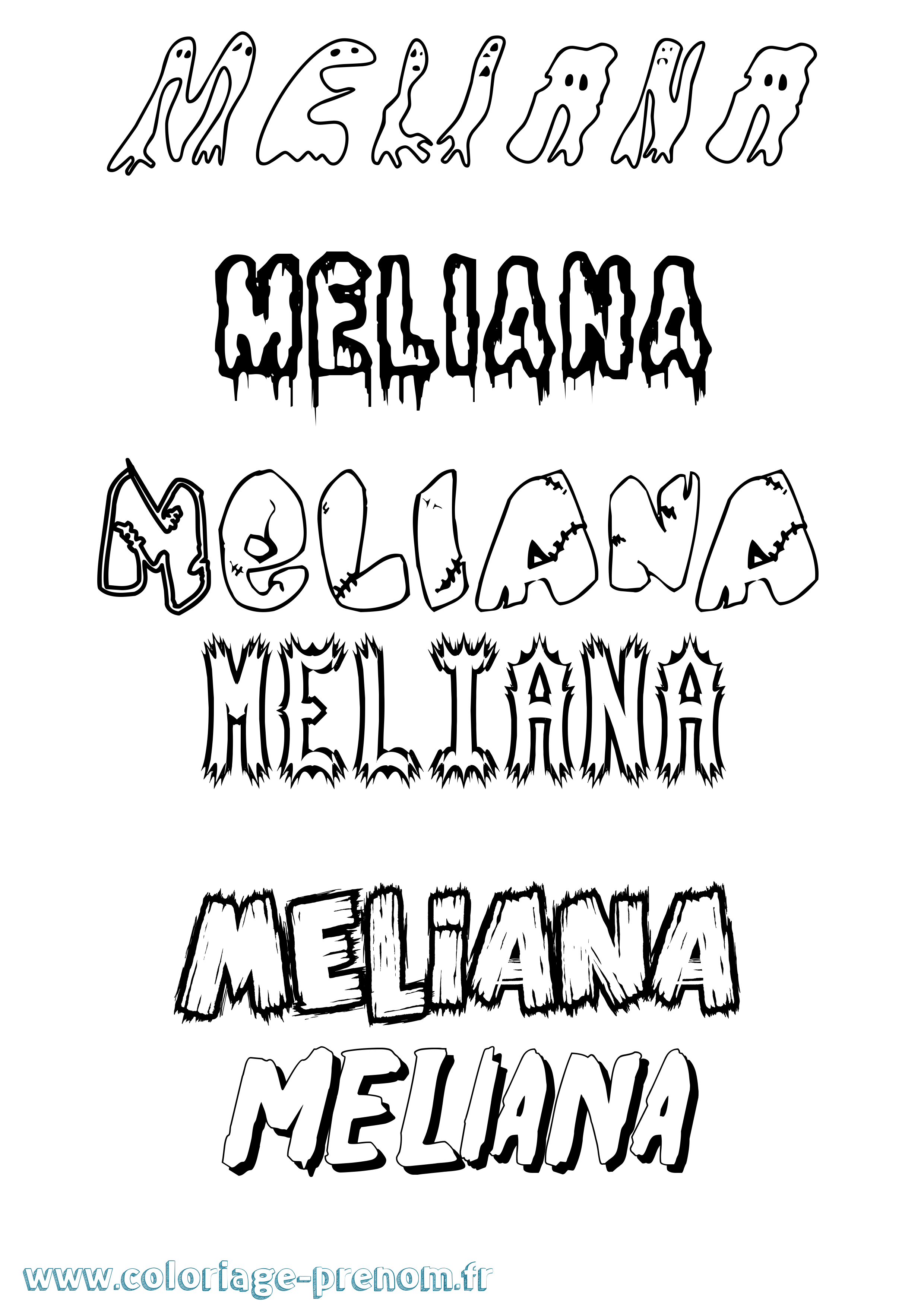Coloriage Meliana Frisson Coloriage prénom Meliana Frisson