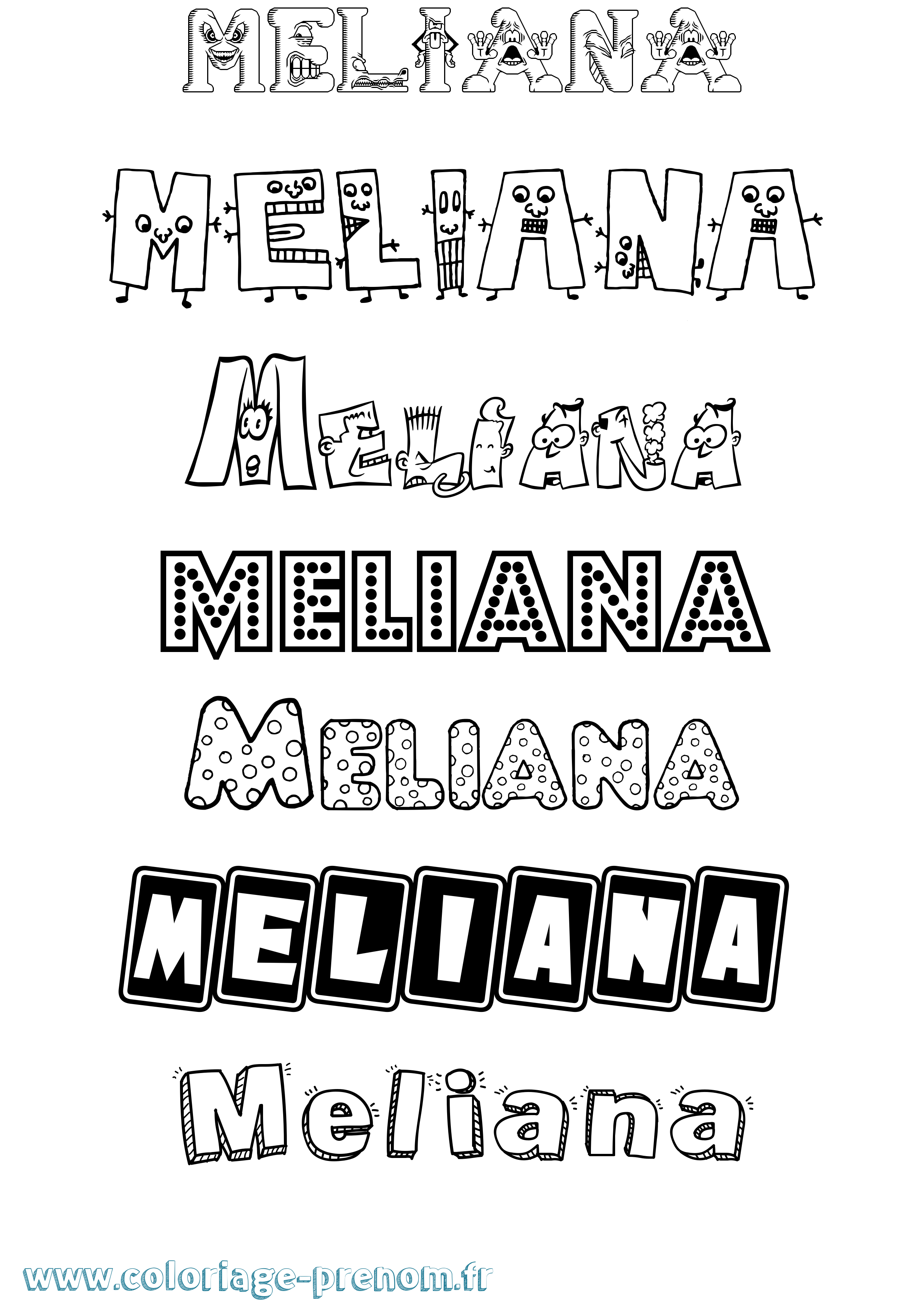 Coloriage Meliana Fun Coloriage prénom Meliana Fun