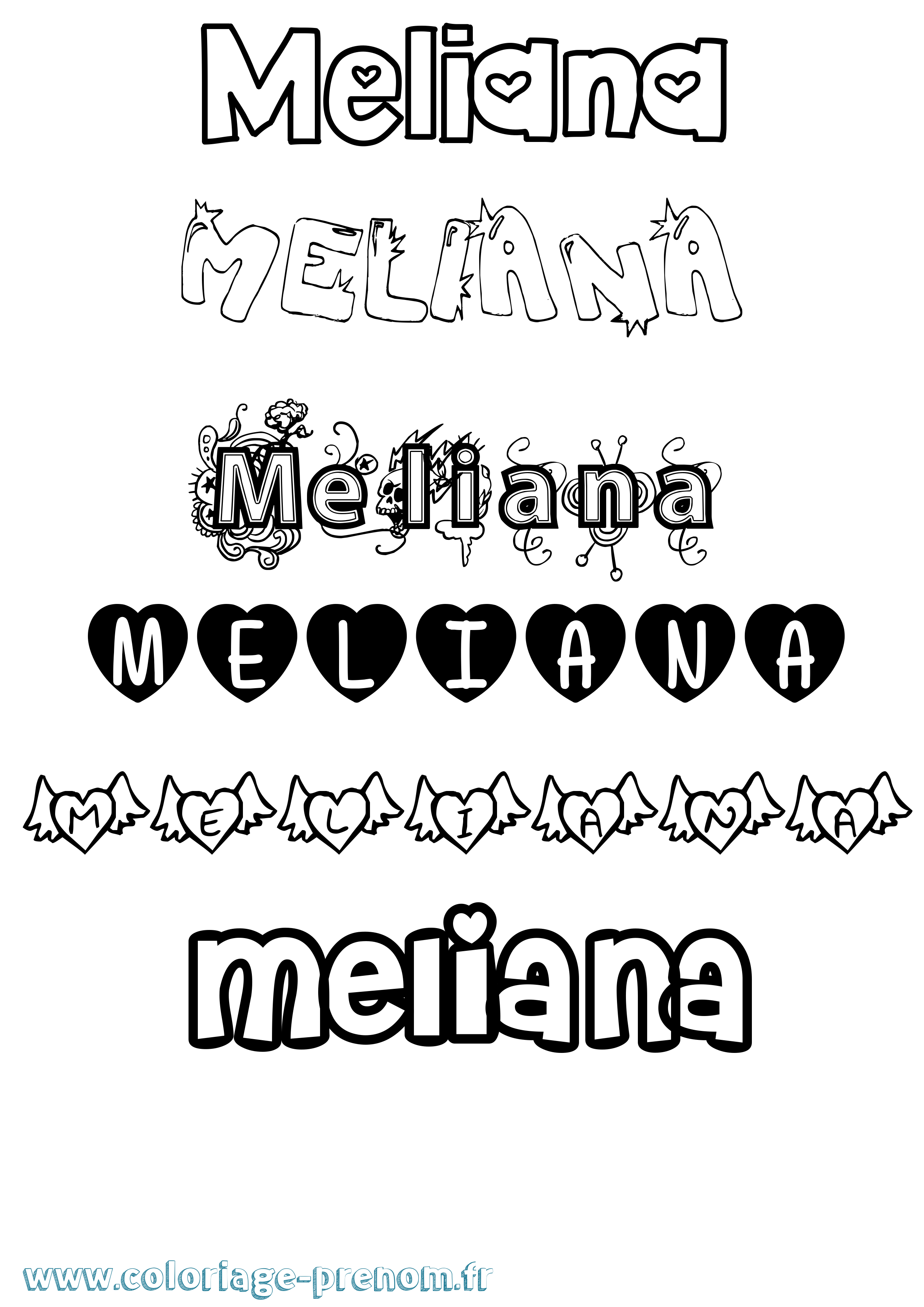 Coloriage Meliana Girly Coloriage prénom Meliana Girly