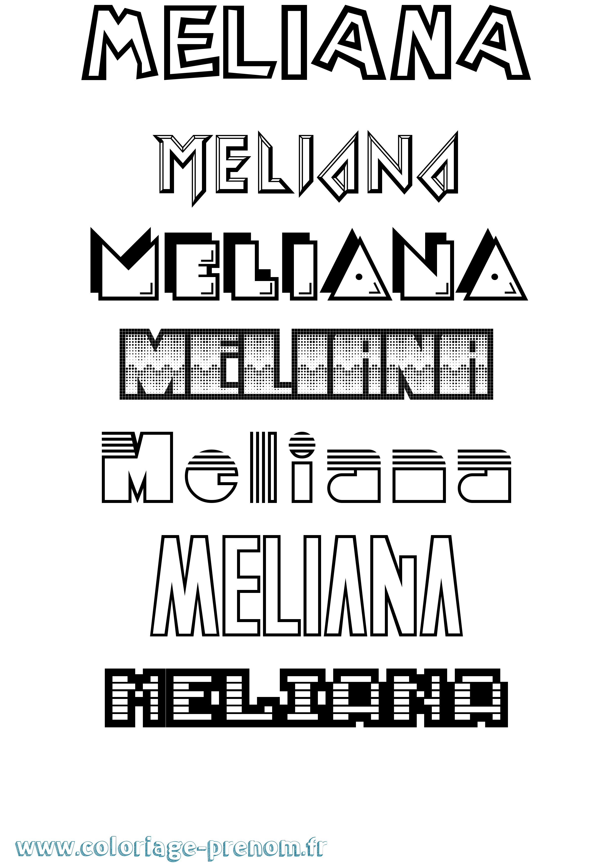 Coloriage Meliana Jeux Vidéos Coloriage prénom Meliana Jeux Vidéos