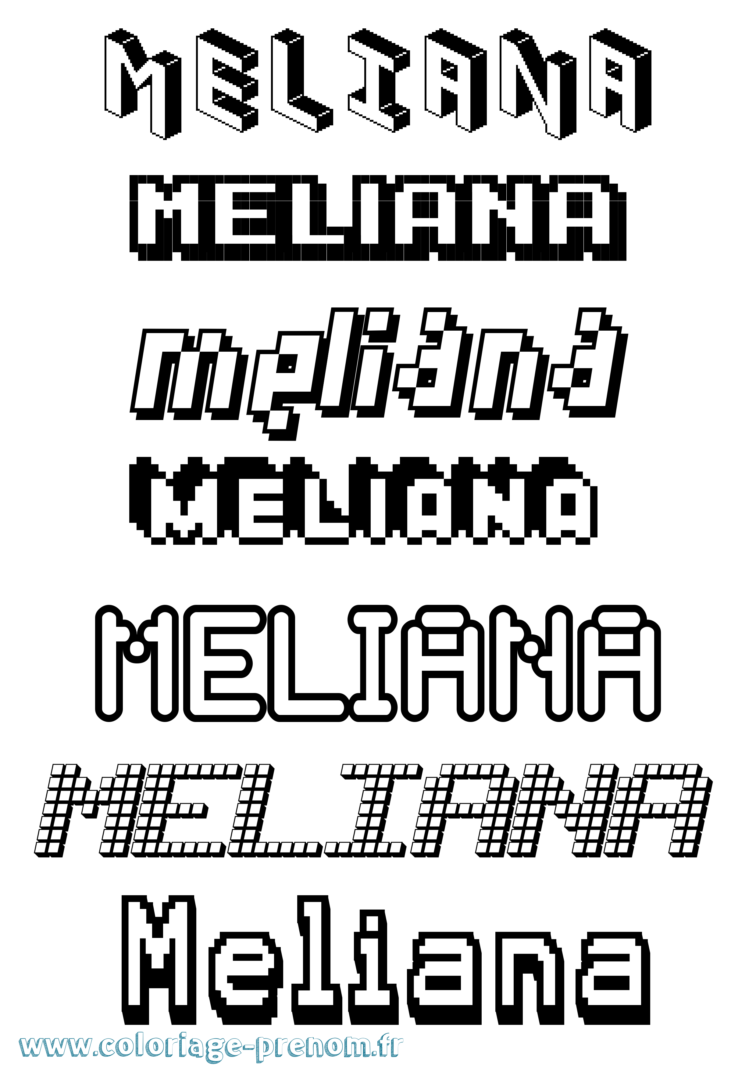 Coloriage Meliana Pixel Coloriage prénom Meliana Pixel