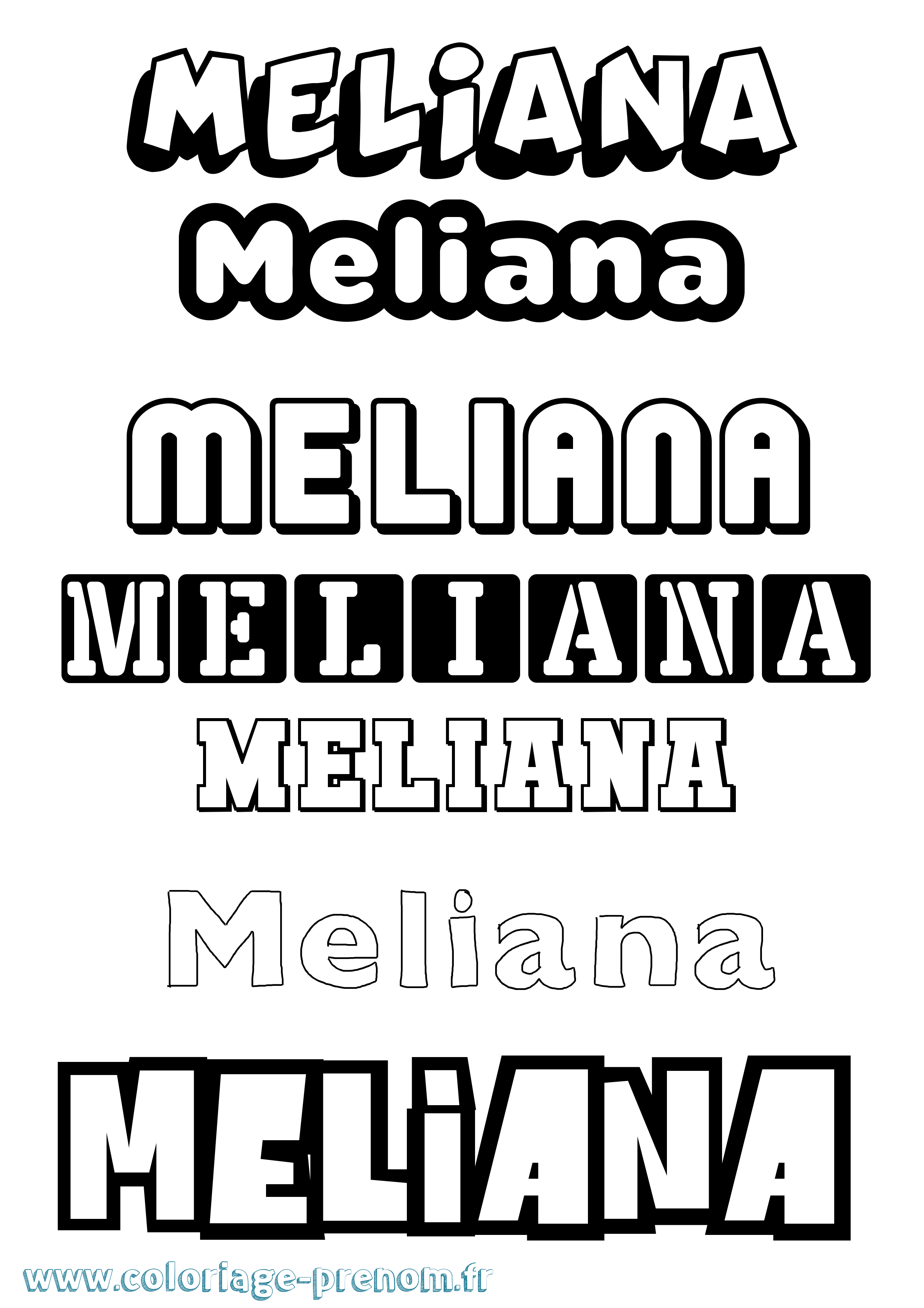 Coloriage Meliana Simple Coloriage prénom Meliana Simple