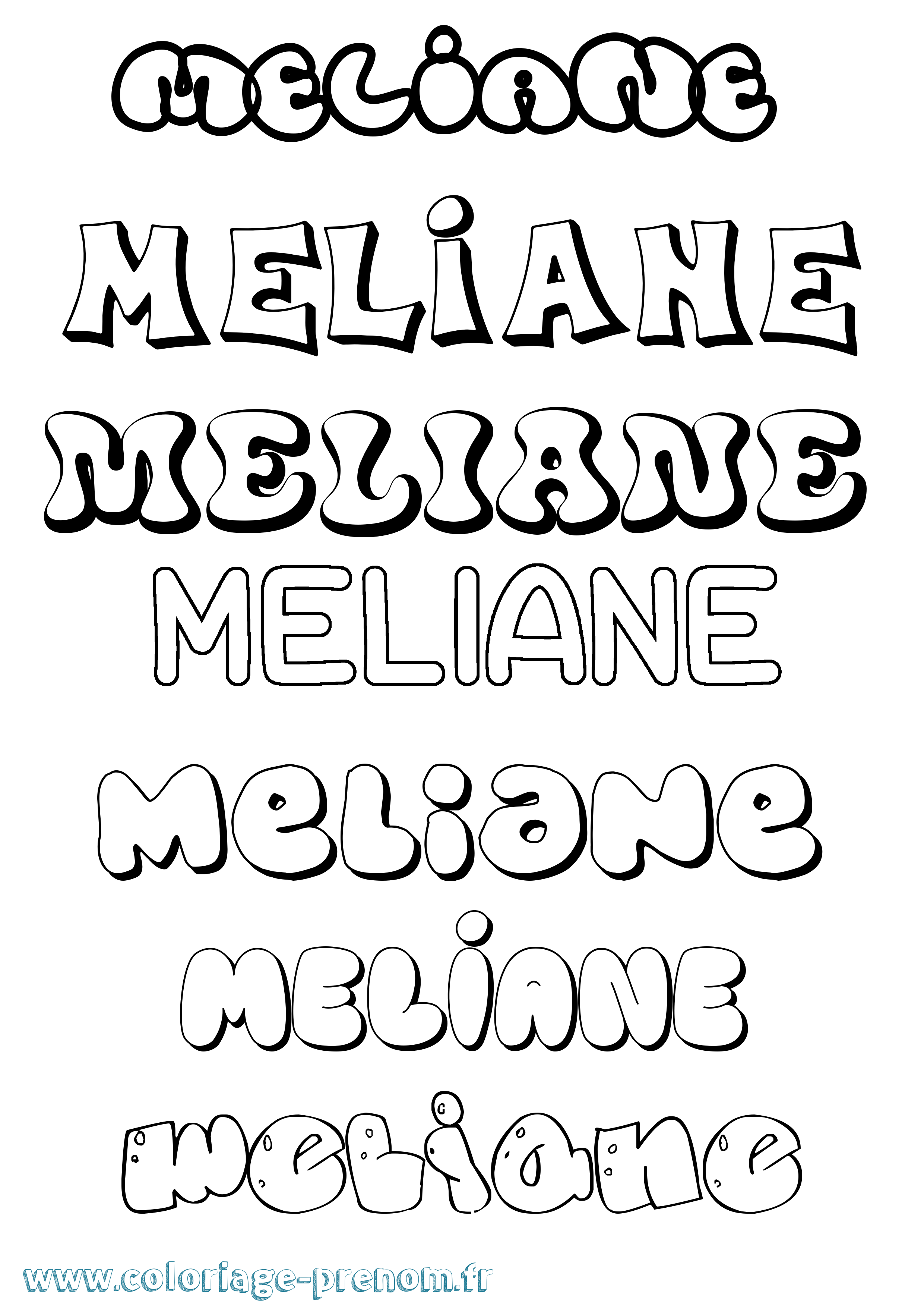 Coloriage Meliane Bubble Coloriage prénom Meliane Bubble