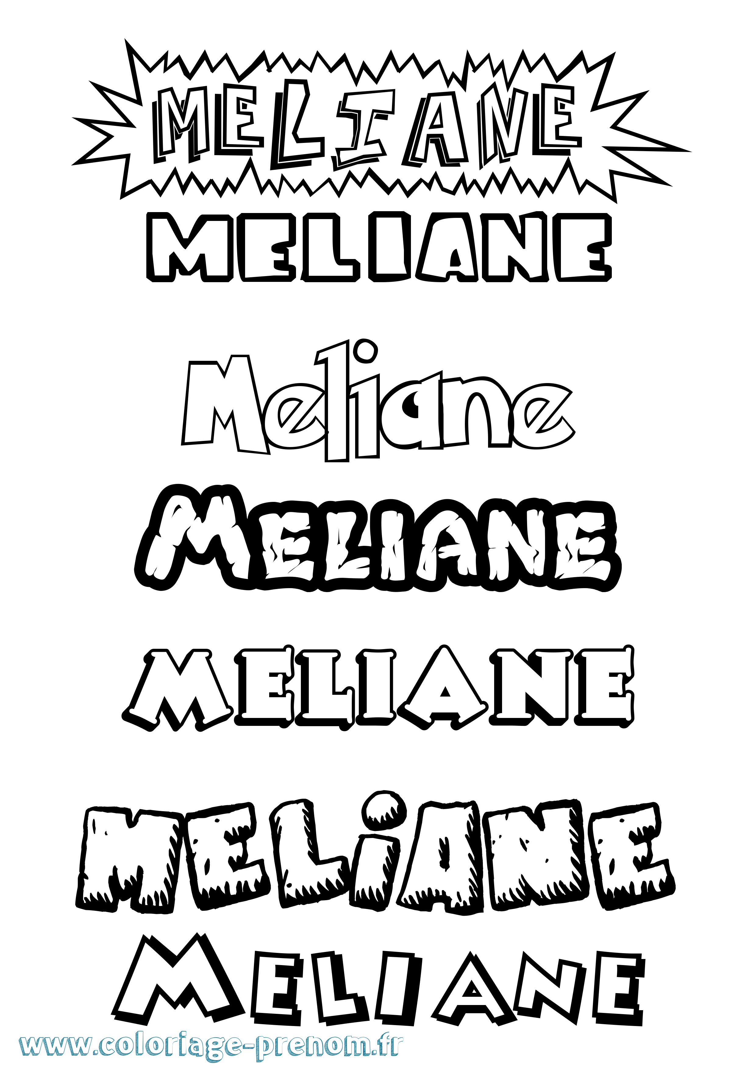 Coloriage Meliane Dessin Animé Coloriage prénom Meliane Dessin Animé