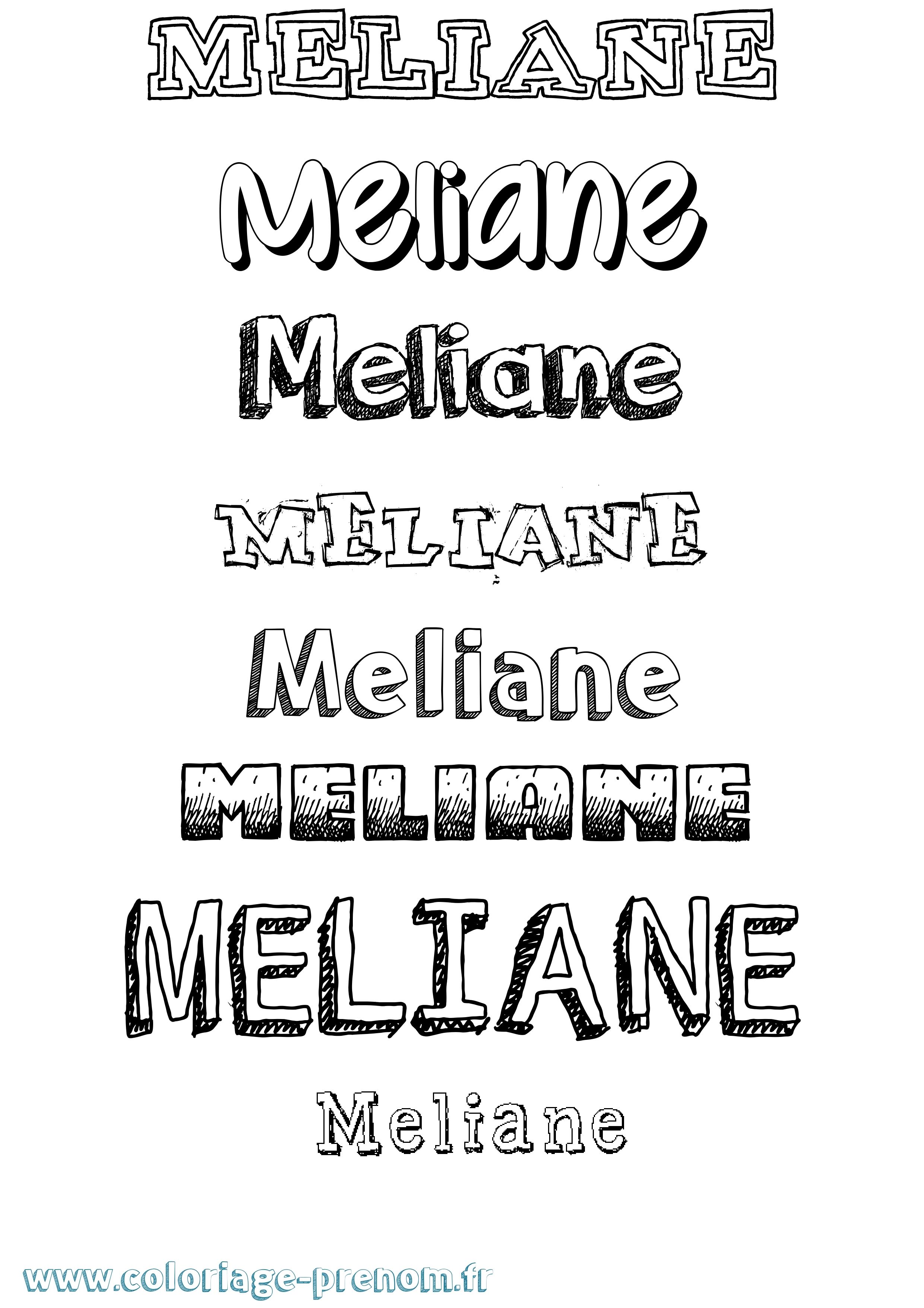 Coloriage Meliane Dessiné Coloriage prénom Meliane Dessiné