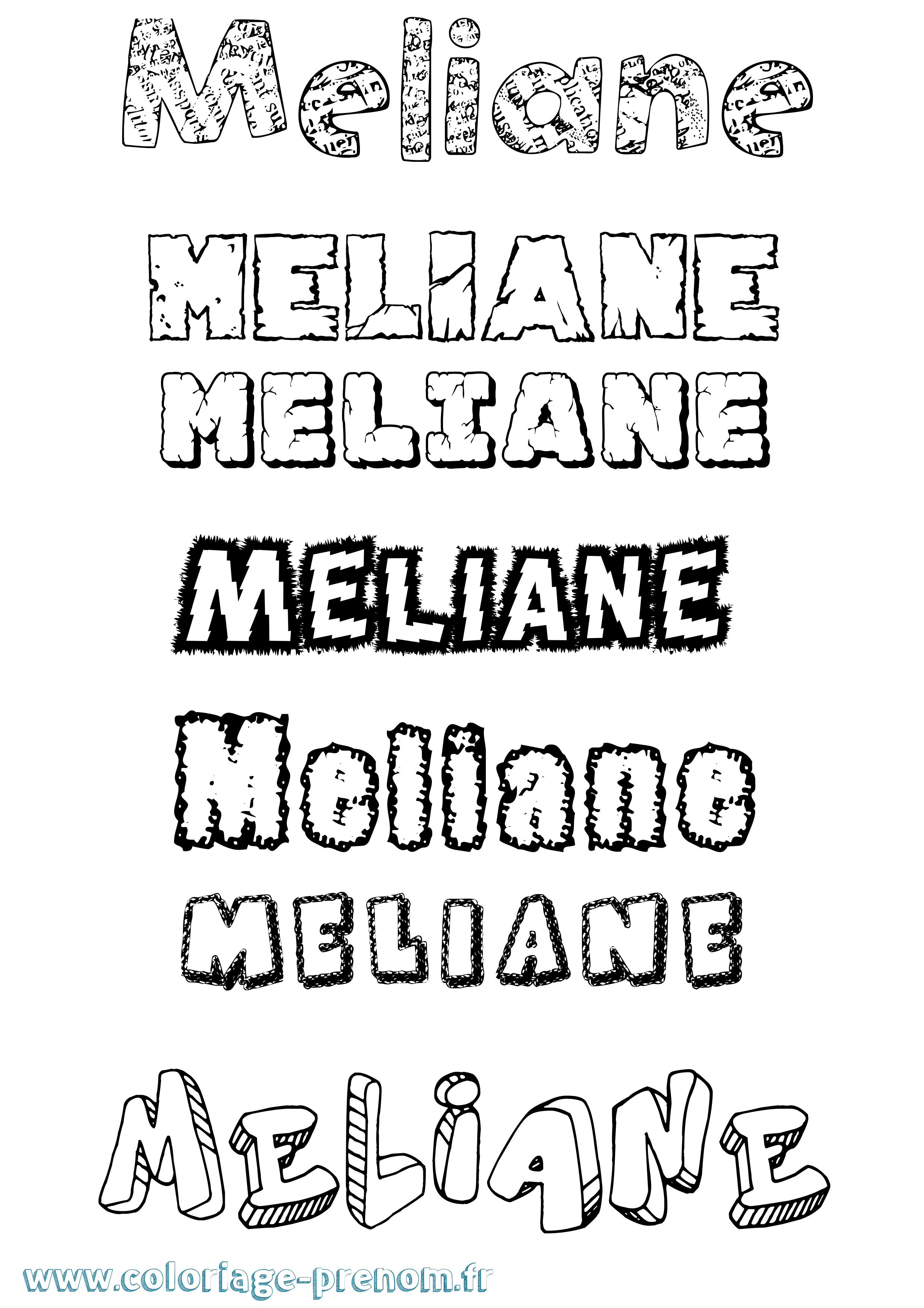 Coloriage Meliane Destructuré Coloriage prénom Meliane Destructuré