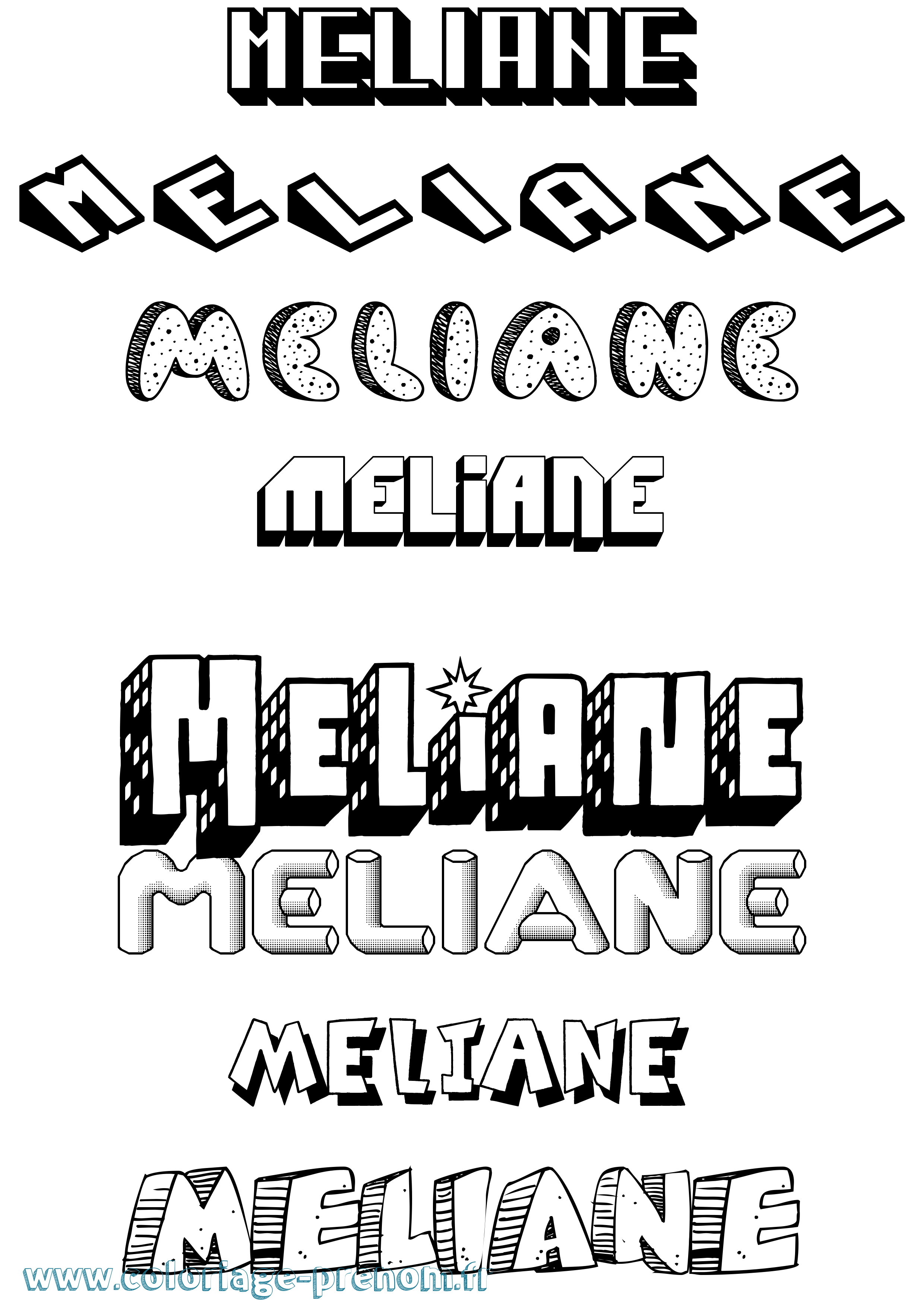 Coloriage Meliane Effet 3D Coloriage prénom Meliane Effet 3D