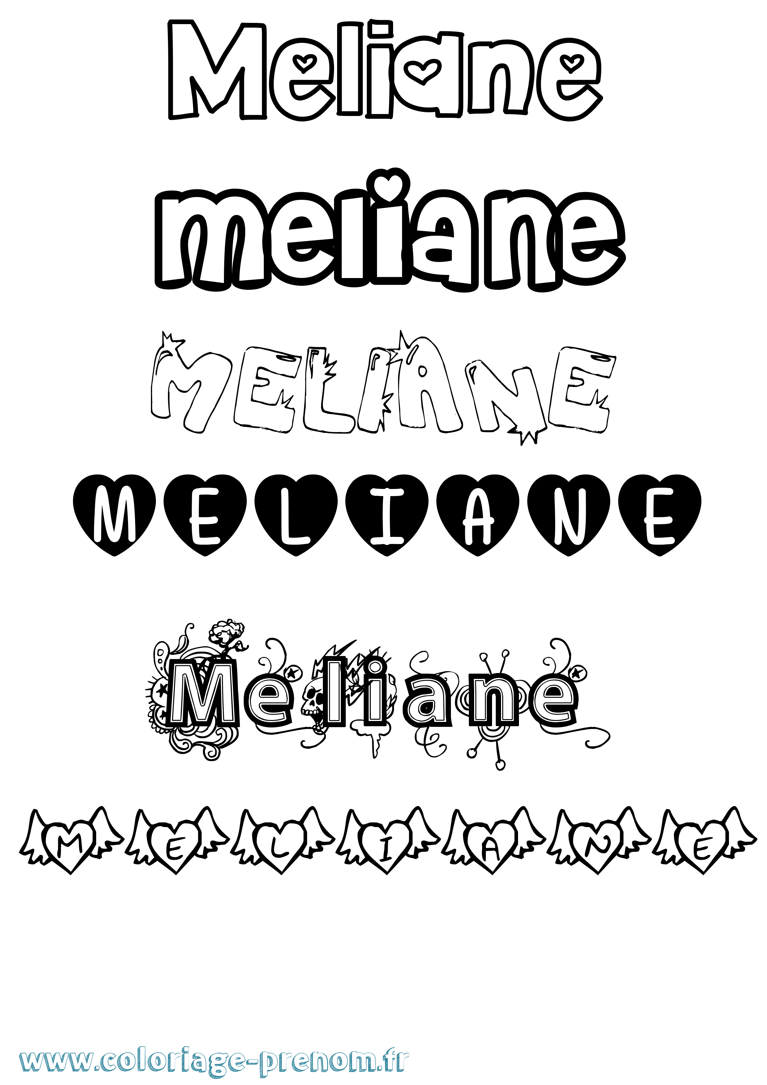 Coloriage Meliane Girly Coloriage prénom Meliane Girly