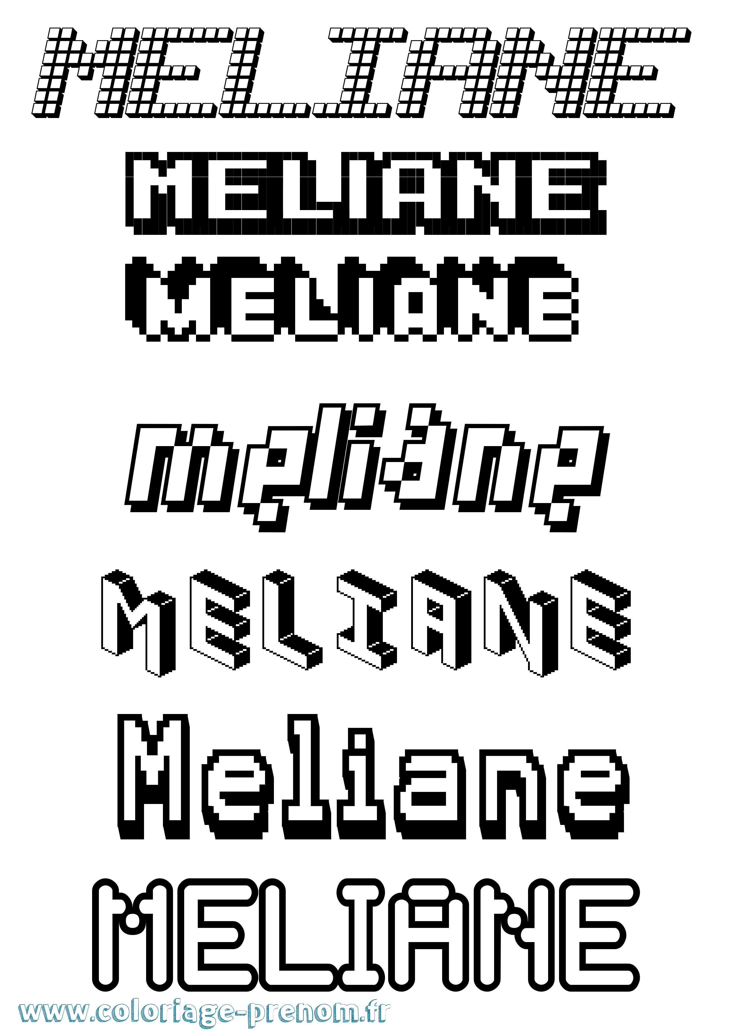 Coloriage Meliane Pixel Coloriage prénom Meliane Pixel