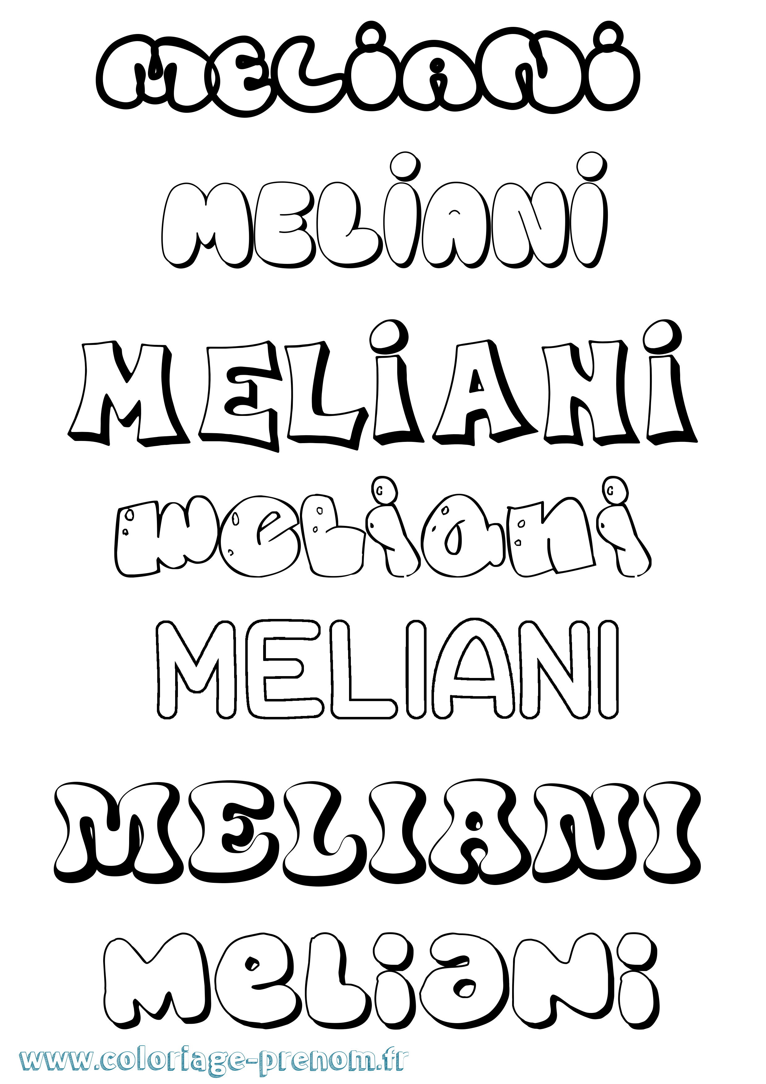 Coloriage Meliani Bubble Coloriage prénom Meliani Bubble