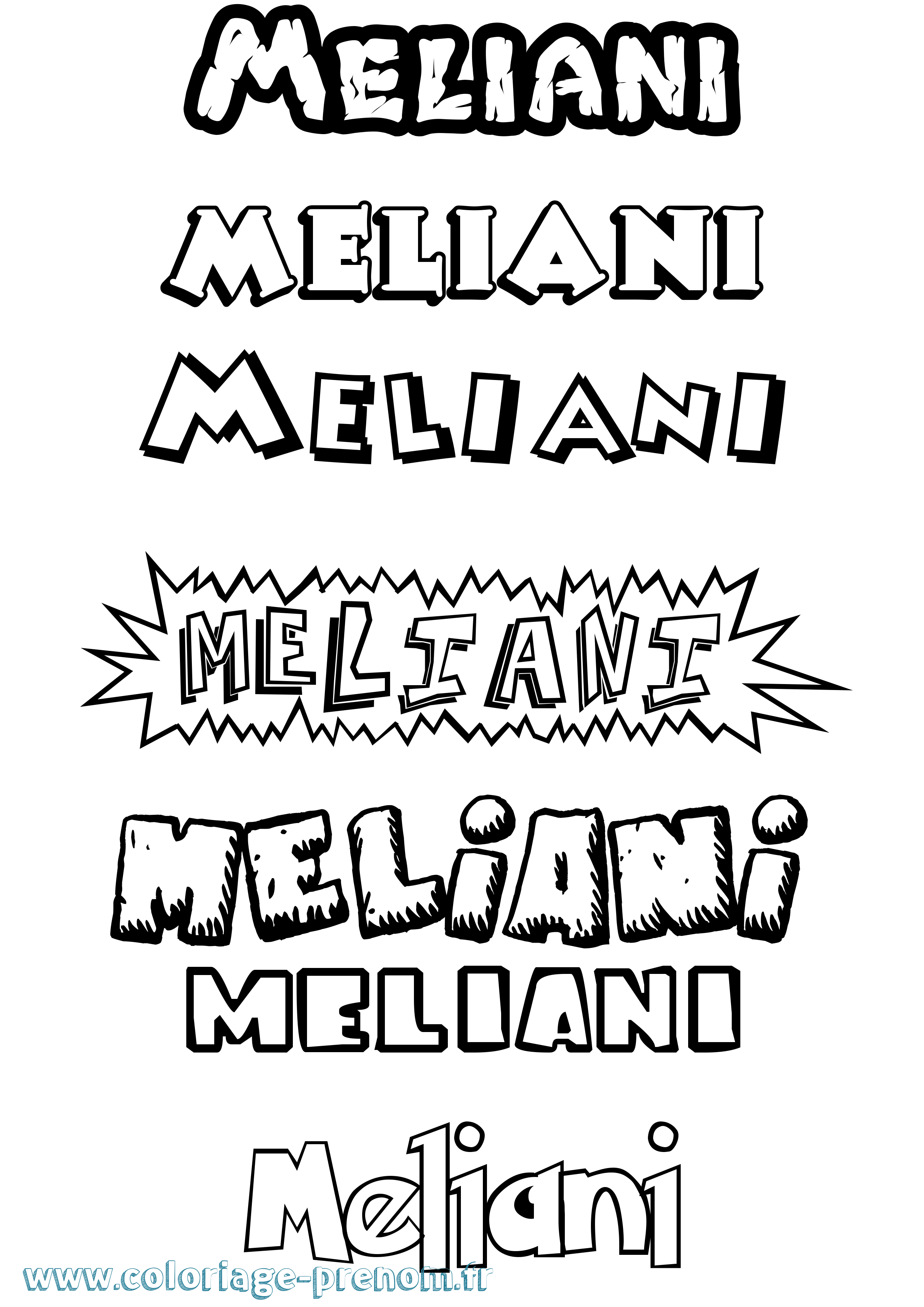 Coloriage Meliani Dessin Animé Coloriage prénom Meliani Dessin Animé